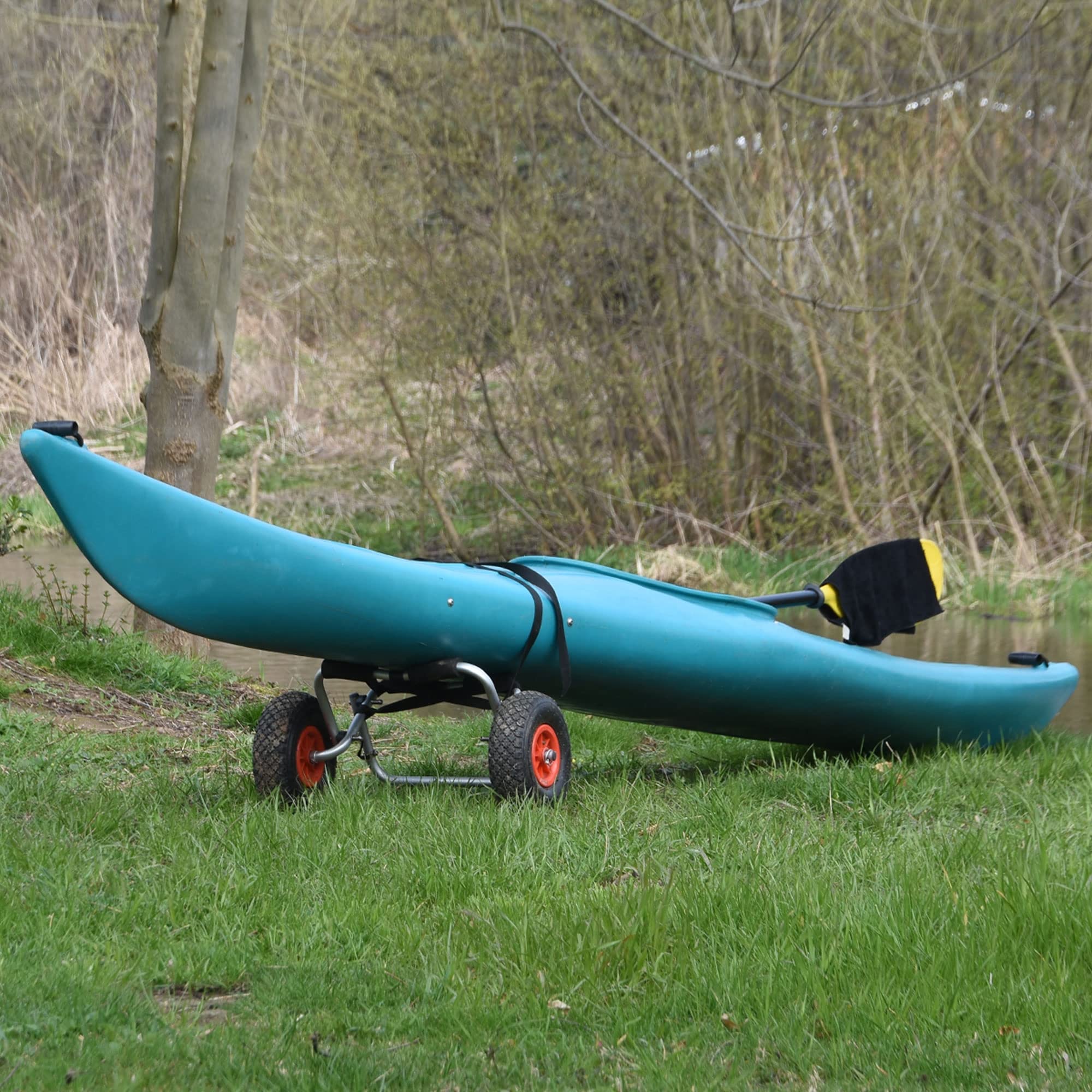 ECD Germany Kajakwagen Kanuwagen faltbar aus Aluminium 72x32x46 cm, bis 70 kg, inkl. Zubehör, Bootswagen Kajak Kanu Transportwagen Trolley Surfwagen Bootstrailer Faltboot SUP Surf Board Transport