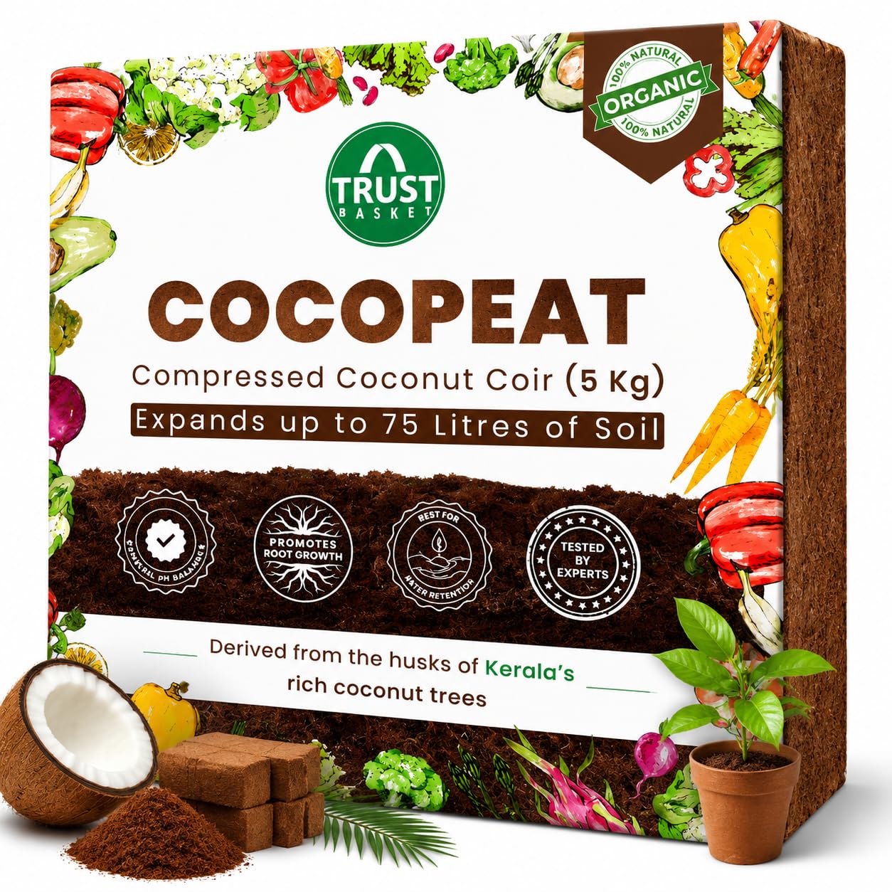 COCOPEAT Block - EXPANDS Upto 75 litres of Coco PEAT Powder
