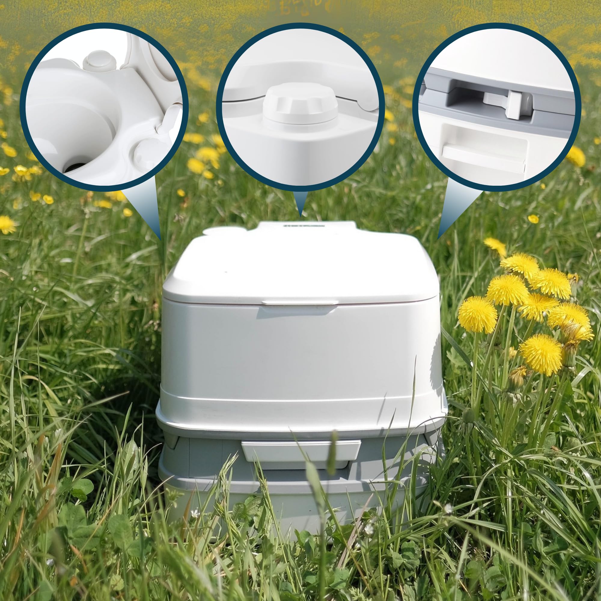 Thetford Porta Potti Qube MT Campingtoilette 12L, Mobile Chemietoilette, Portable Toilette für Camping & Travel, kompakte Reisetoilette, Weiß