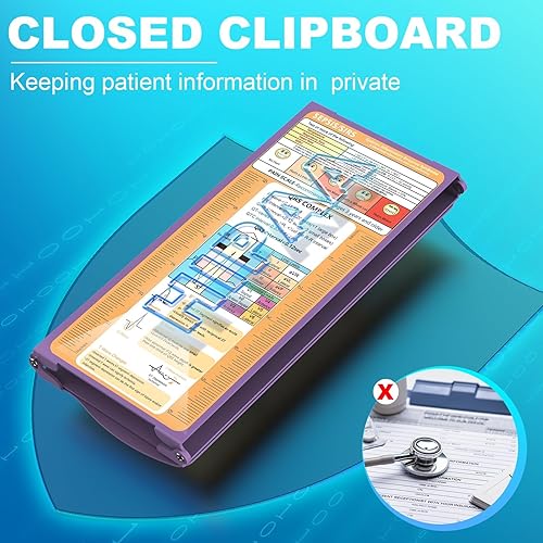 Miniatura 7 de Cooperwin Portapapeles de enfermería triple plegable, 3 capas de aluminio para enfermeras con edición de enfermería, hojas de trucos, tamaño de