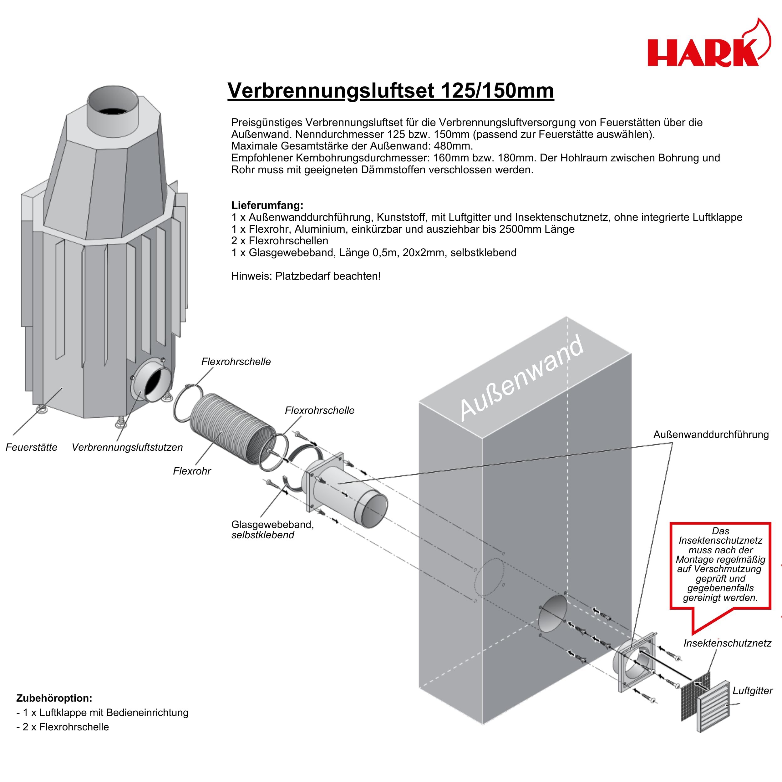 Verbrennungsluftset Ø 150 mm
