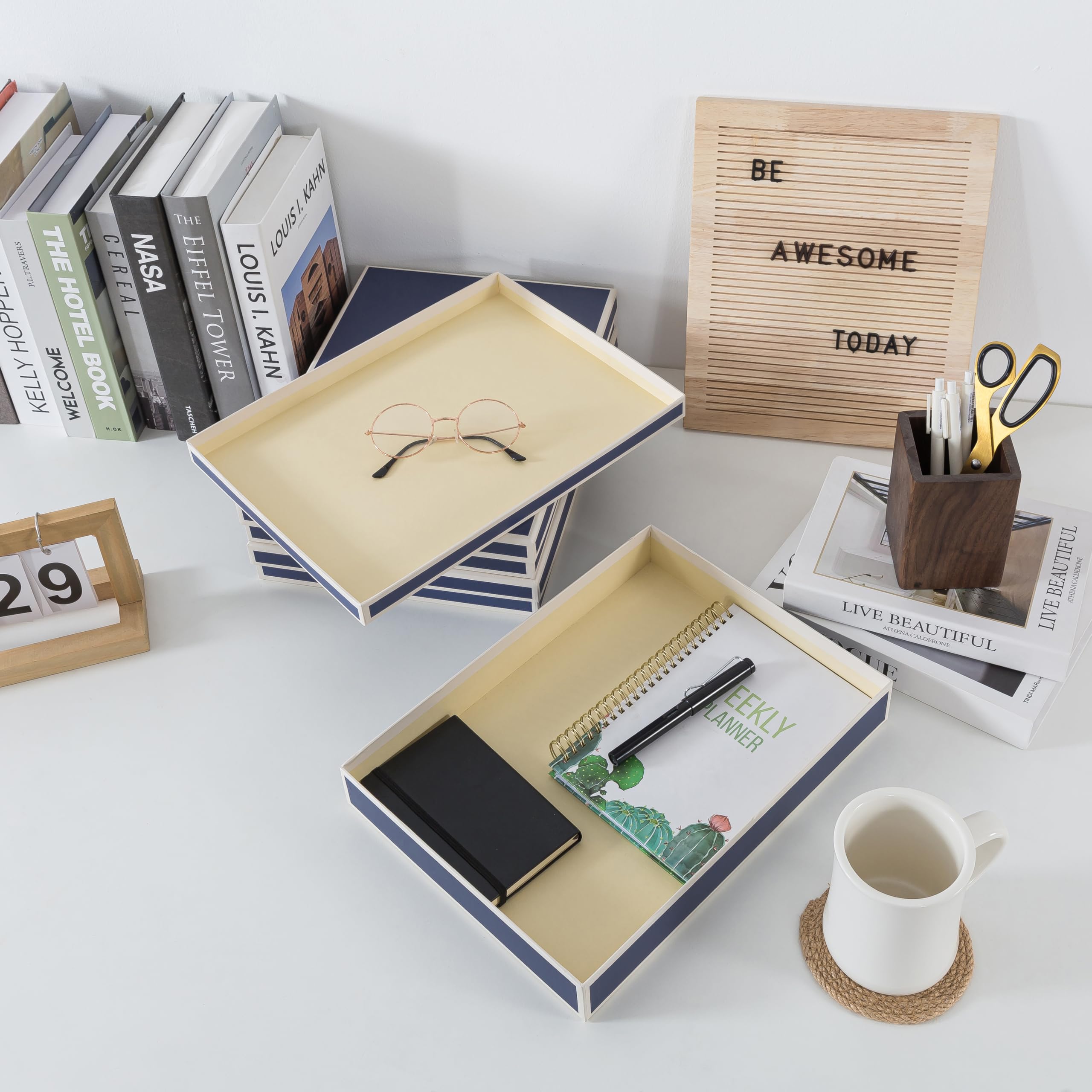 Soul & Lane Lot de 3 boîtes de rangement de documents (33,5 x 24,9 x 4,6 cm), organiseur polyvalent pour photos et loisirs créatifs pour la maison et le bureau, rangement en carton empilable pour