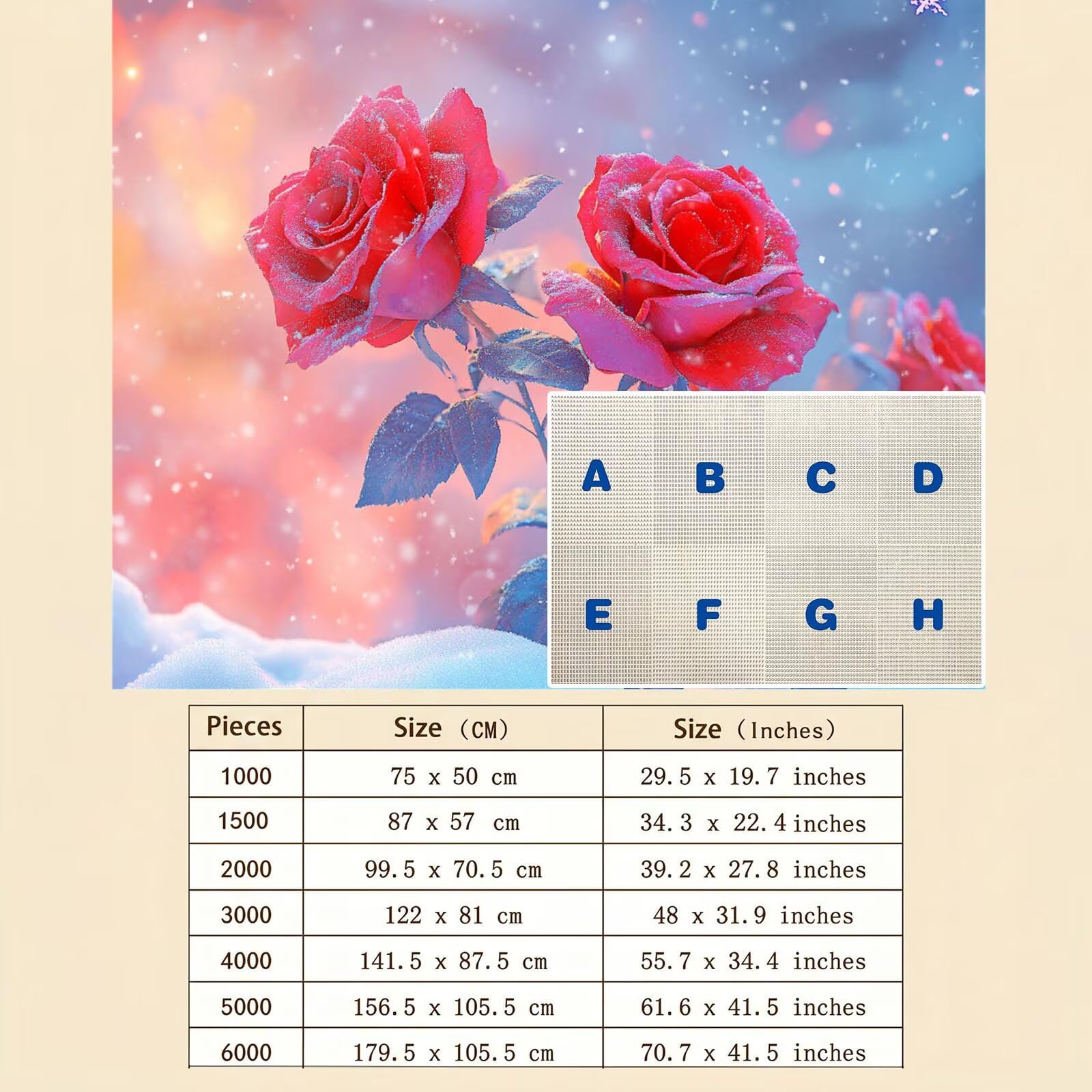 rose Nevicare Puzzle 1500 Pezzi per Adulti, Puzzle in Legno - Collezione Classica con Poster Incluso - Sfida di Concentrazione e Passatempo Antistress, Gioco Educativo per Famiglia, 87 x 57 cm f0-734