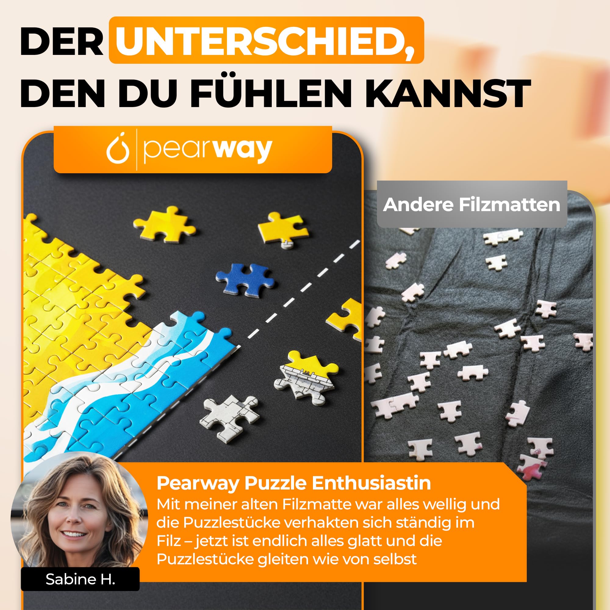PEARWAY Puzzlematte 1000 Teile zum Aufrollen - inkl. Sortierschalen & sanft gleitender Oberfläche statt rauem Filz - Puzzle Matte - Puzzleunterlage - Puzzleteppich - Puzzlerolle - Puzzle Aufbewahrung