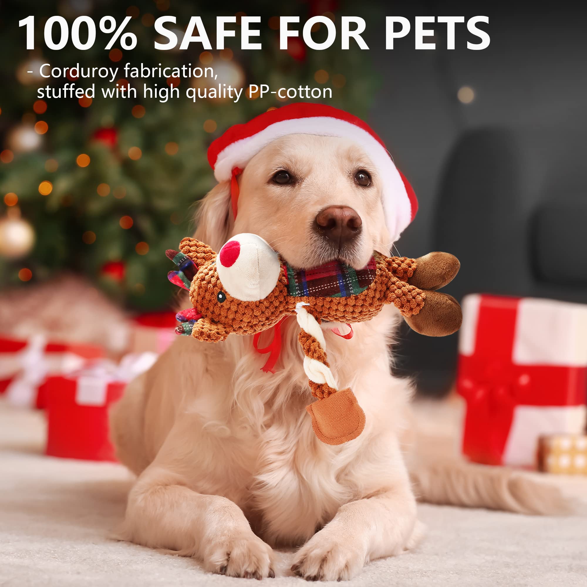 Senneny Hundespielzeug Rentier – Weihnachtliches Plüschtier Mit Quietscher Für Kleine & Große Hunde