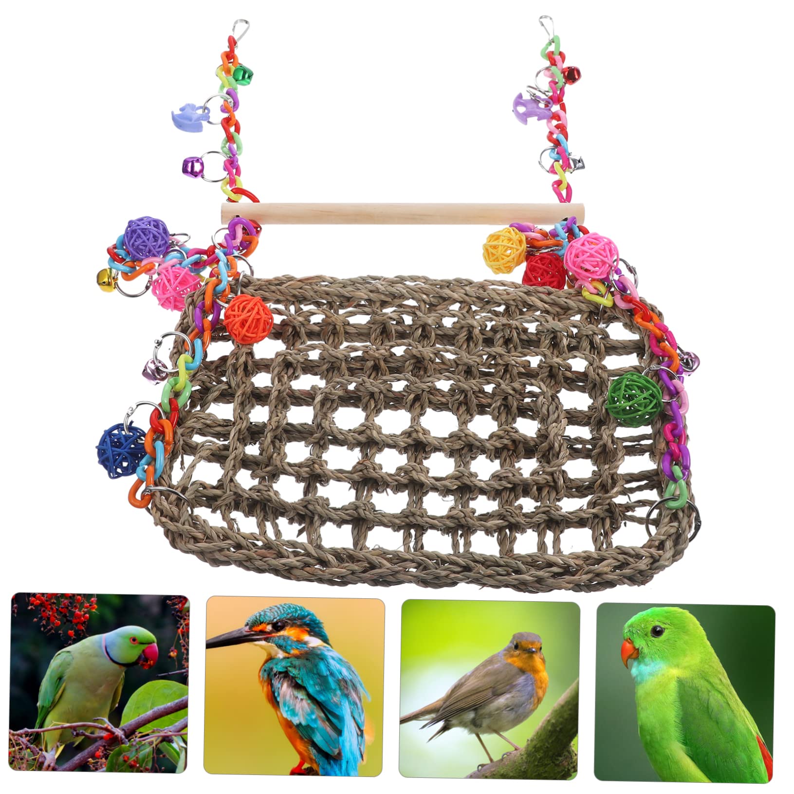 Altalena Giocattolo per Pappagalli Sospesa da Arrampicata | Fibre Naturali e Legno, Decorativa e Creativa, per Piccoli Animali e Parrocchetto