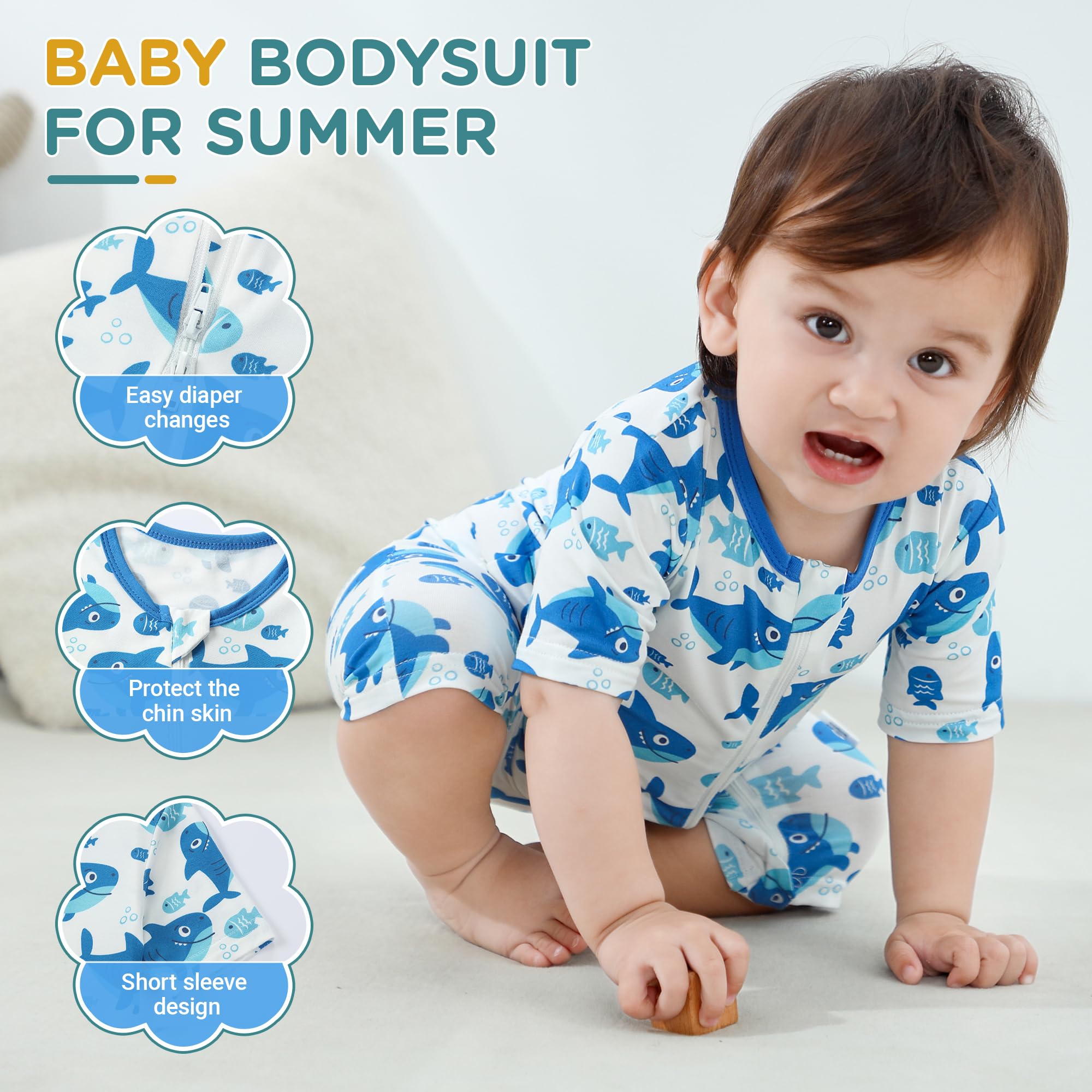 HAHASHOW Set da 2 Body Neonato in Fibra di bambù Pagliaccetto Estivo per Neonati - Tutina Unisex Morbida e Traspirante Pigiamino Eco-Friendly Regalo Perfetto