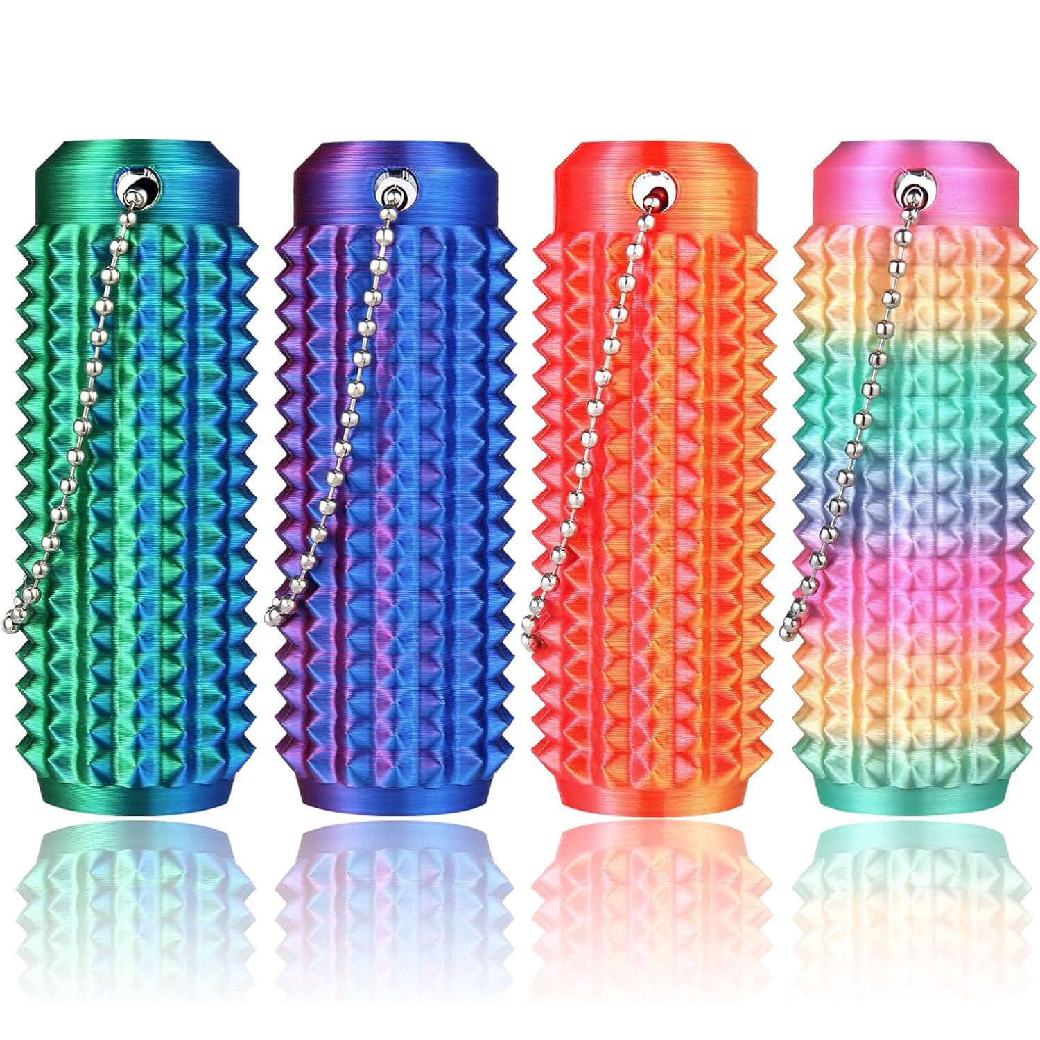 4 Pack Spiky Fidget Toys, Sensory Fidget Roller Keychain, Stress Relief Handheld Gadget with Textured Grip, Portable Tactile Desk Toy for Focus, Relaxation and Everyday Use