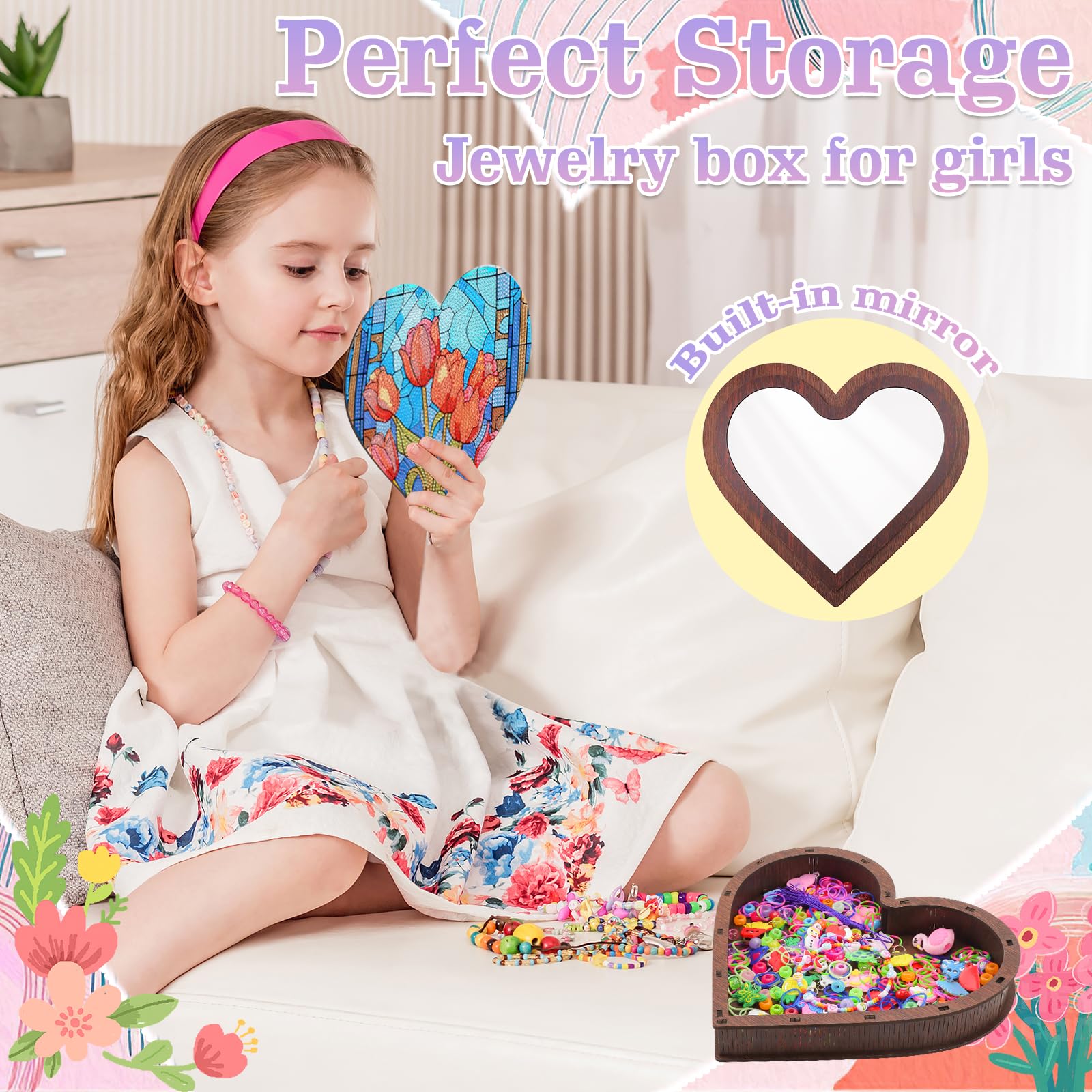 Boîte à Bijoux Diamant Painting Bricolage Pour Enfants,Boîte à