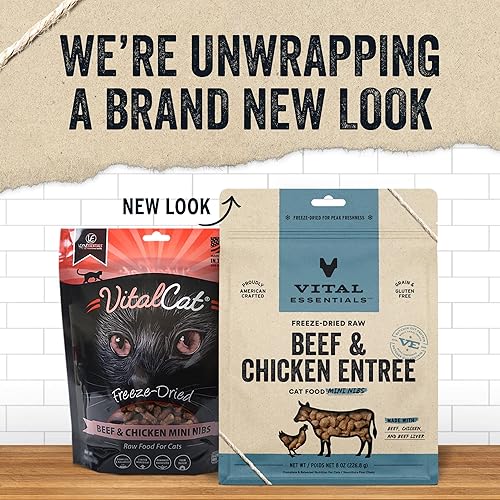 Miniatura 3 de Vital Essentials Alimento crudo liofilizado para gatos, carne de res y pollo, mini entrante de 8 onzas