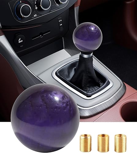 Cambio de cambios redondo de acrílico, perilla de palanca de cambios universal con 3 adaptadores, apto para automóvil manual M 8 x 1.25, M 10 x