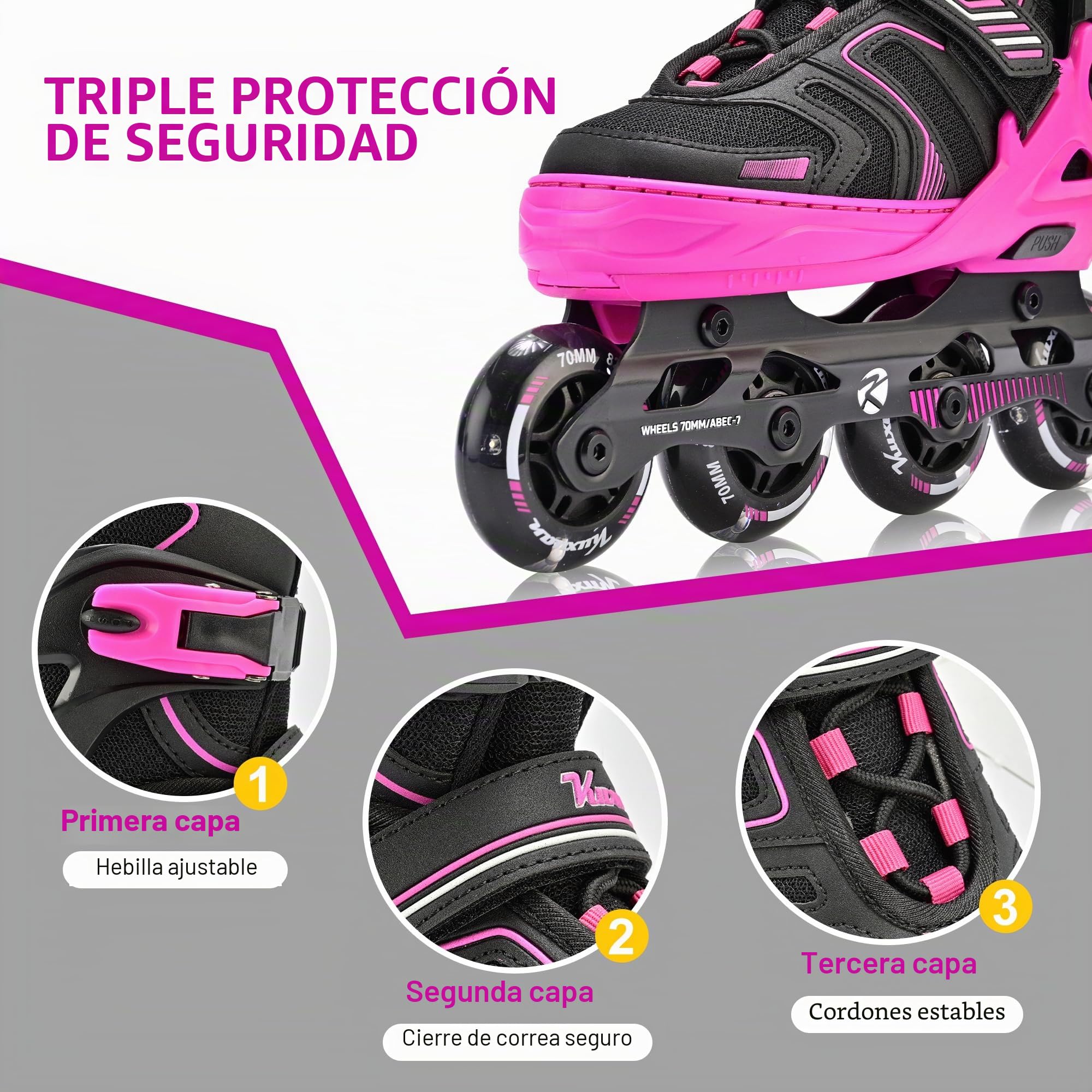Kuxuan Patines en Línea Ajustables para Niños con Ruedas Luminosas