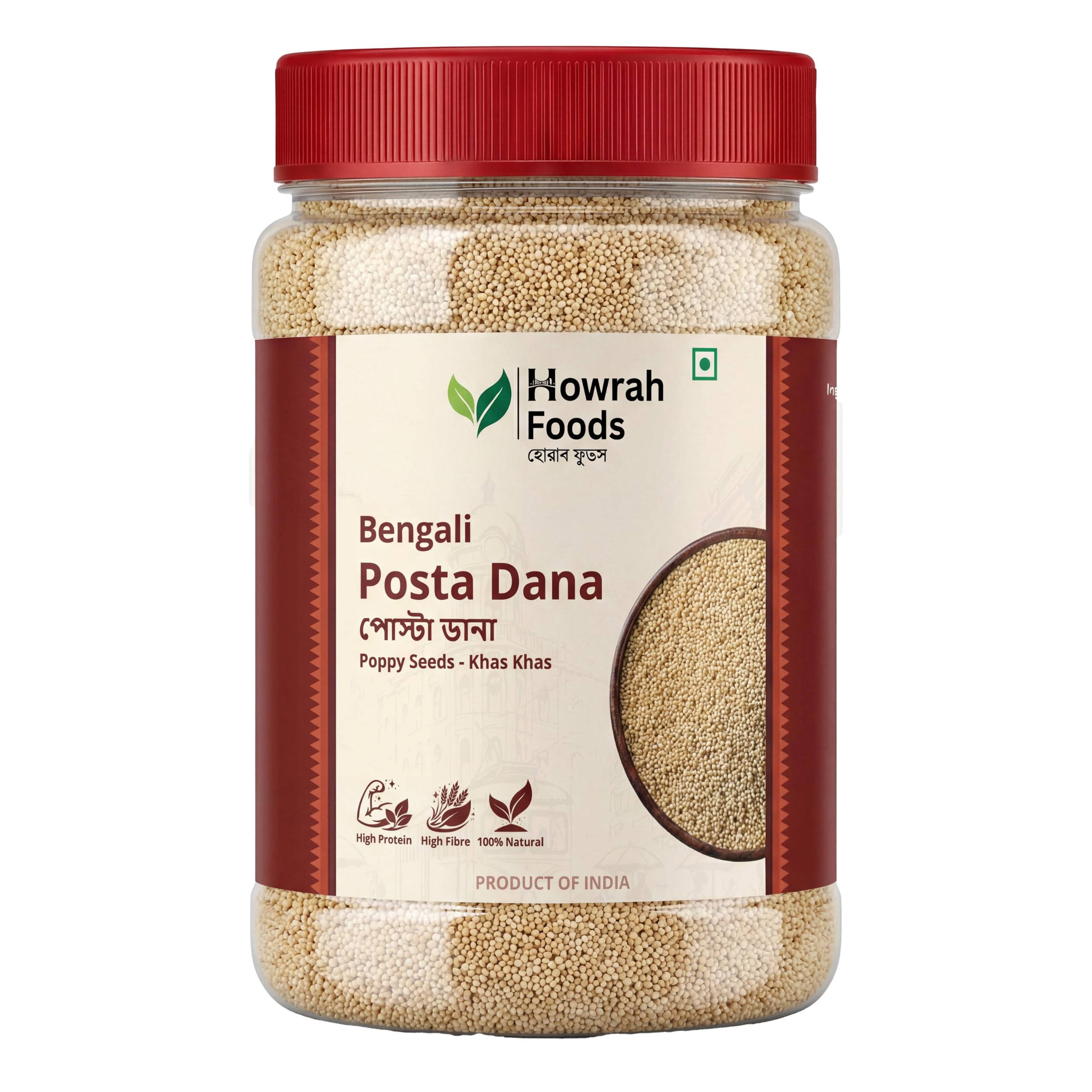 HOWRAH FOODS Bengali Posta Dana Poppy Seeds 100g | Posto Khas Khas Khus Khus Whole Indian Origin Cleaned Seeds for Aloo Posto Curries Sweets Baking | No Added Colours Preservatives Vegetarian | Authentic Taste of Bengal