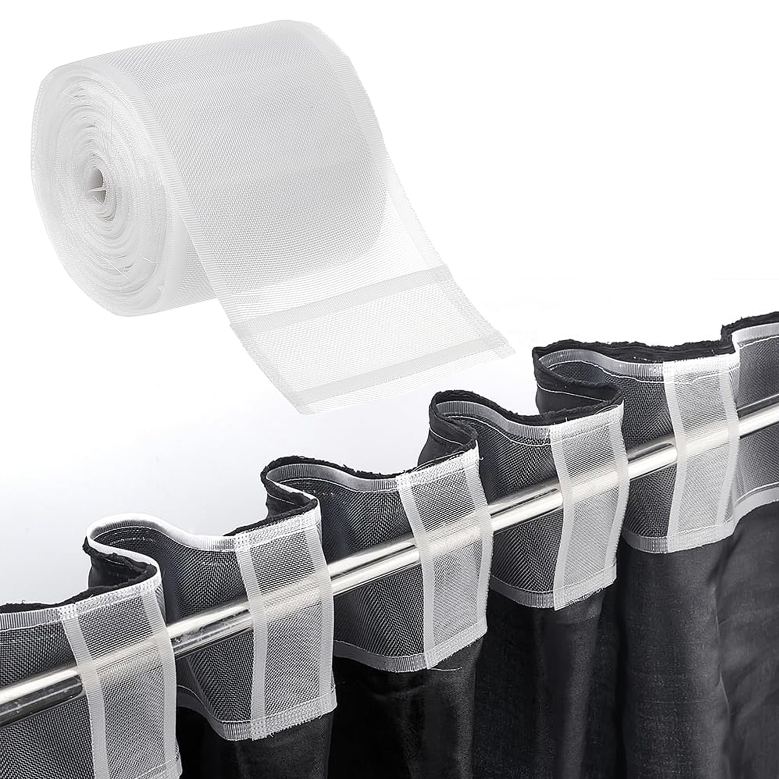 Fettuccia Per Tende 10cm X 6m - Nastro Bianco Per Testata, Inserimento Aste - Foto 2