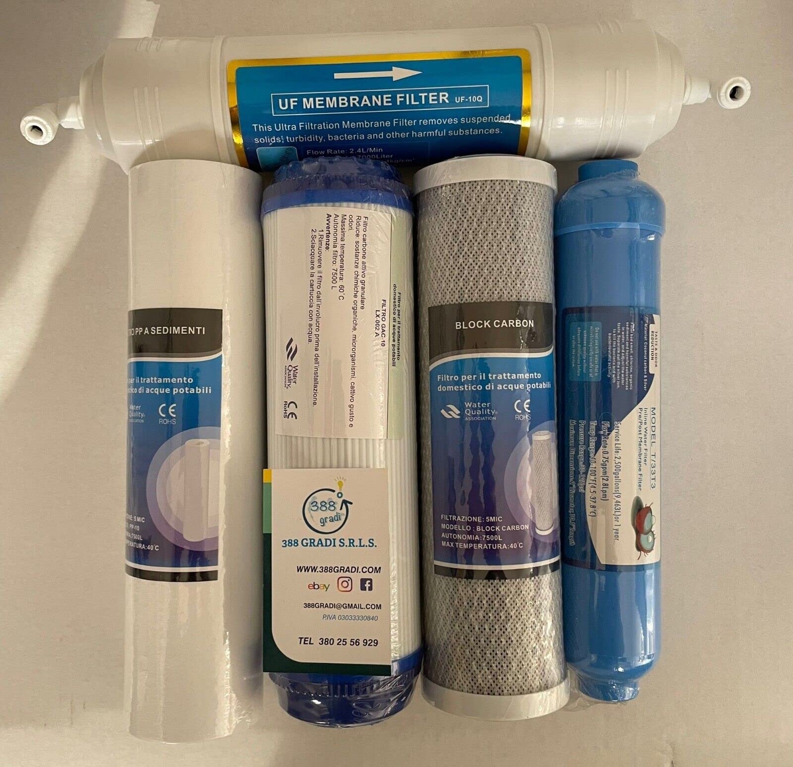Generico 5 FILTRI KIT CON MEMBRANA UF PER DEPURATORE AD ULTRA FILTRAZIONE