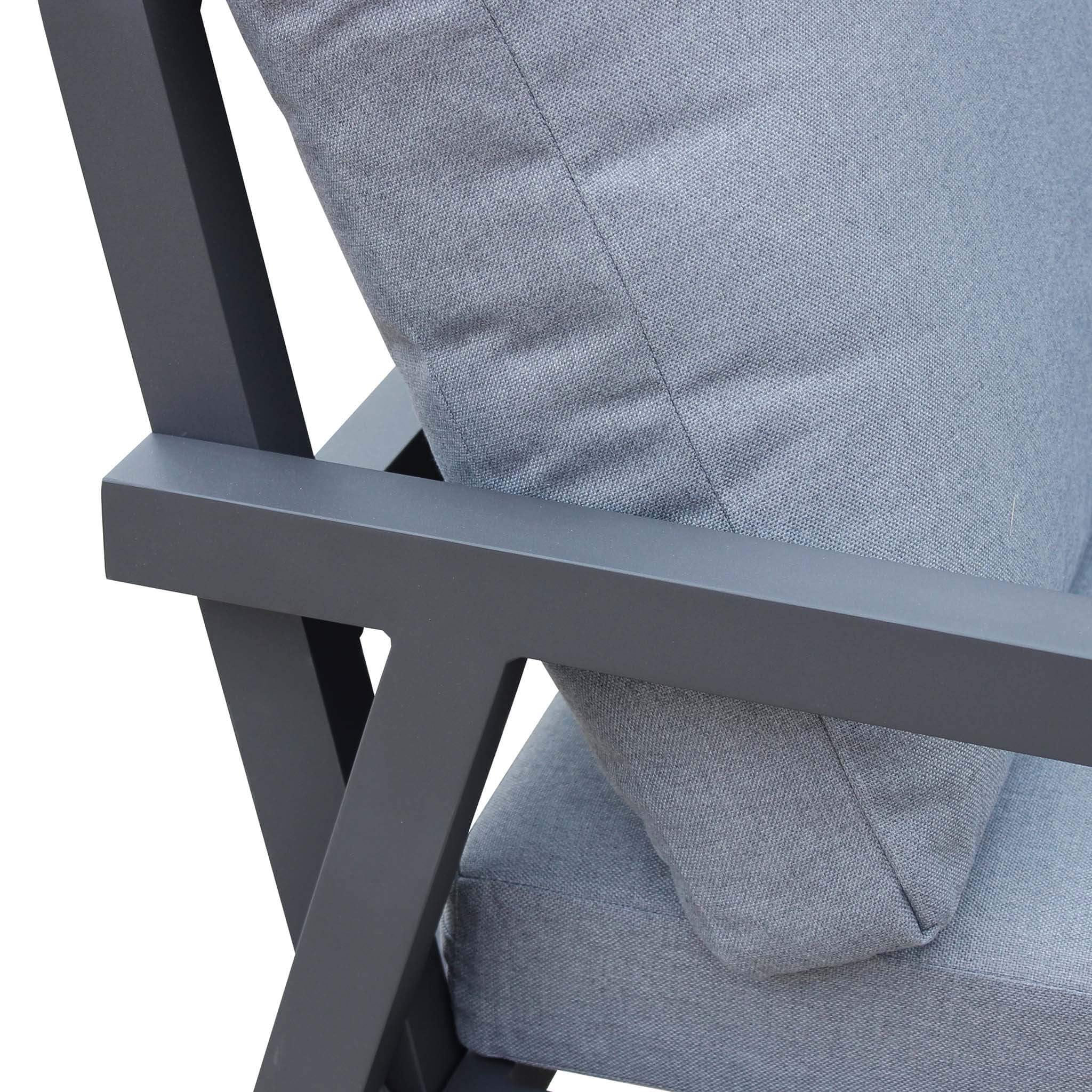 Salotto 5 posti da Esterno Giardino con Struttura in Alluminio Effetto doghe con Cuscini Alcazar - Black