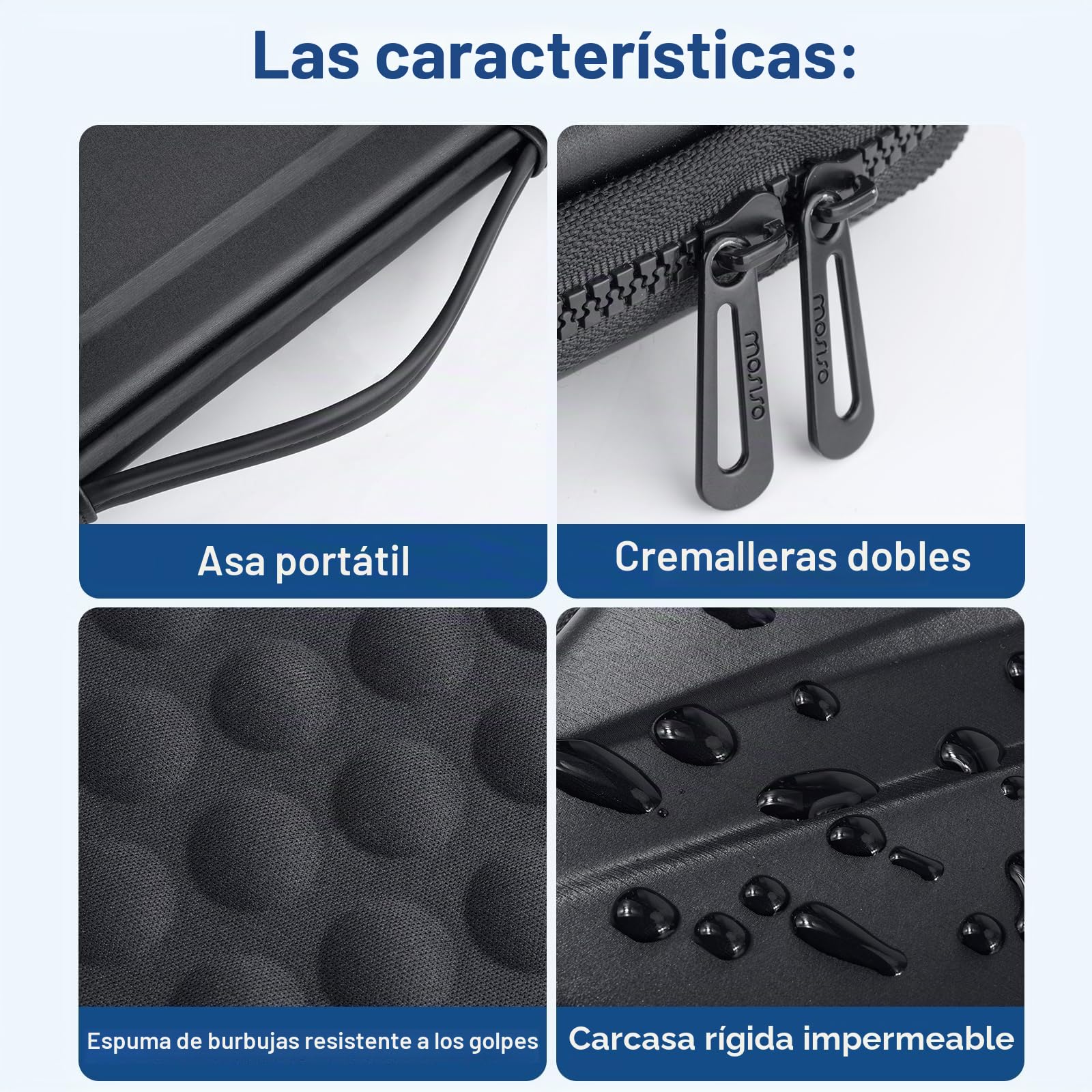 MOSISO 15-15,6 Pulgadas Funda Portátil con Asa, Impermeable Antichoque Protector Trapezoide Simétrico EVA Transporte Ordenador Bolsa Compatible con MacBook Pro 16, DELL Notebook,Negro