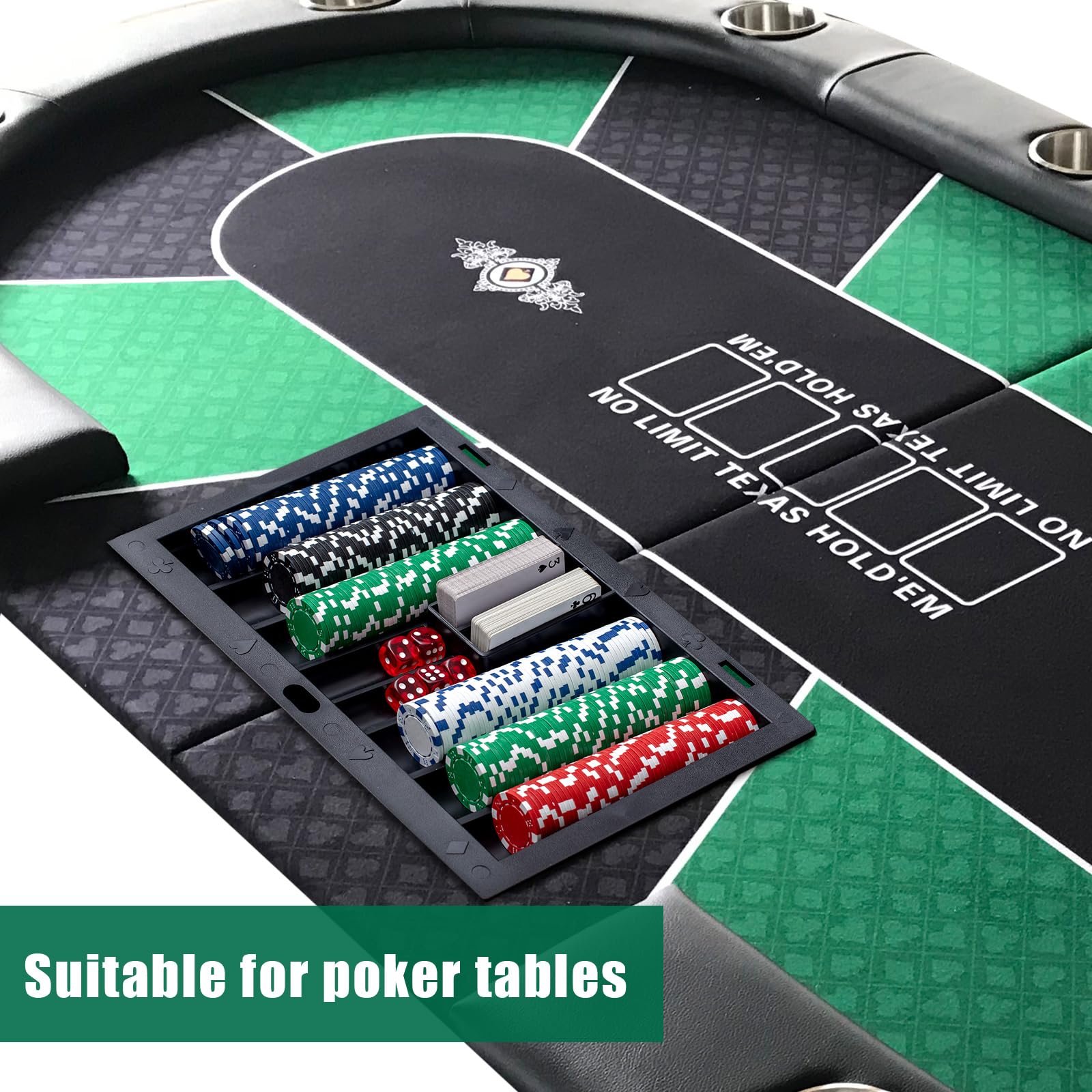 Honoson Poker Chip Tray mit 6 Deck Blackjack Schuh und Discard Tray Black Poker Chip Dealer Holder Card Shoe Black Plastic Jack Dispenser Table Set for Casino Game Party Accessories