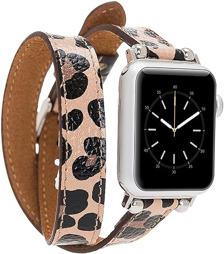Leaopard iWatch Series Ultra, 9, 8, 7...1 Compatible with Apple Watch Band Double Wrap Leather Strap for women 38mm 40mm 41mm 42mm 44mm, 45mm, 49mm,