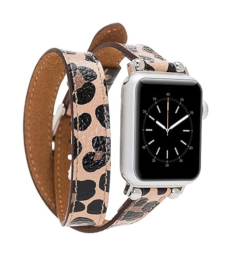 Leaopard iWatch Series Ultra, 9, 8, 7...1 Compatible with Apple Watch Band Double Wrap Leather Strap for women 38mm 40mm 41mm 42mm 44mm, 45mm, 49mm,