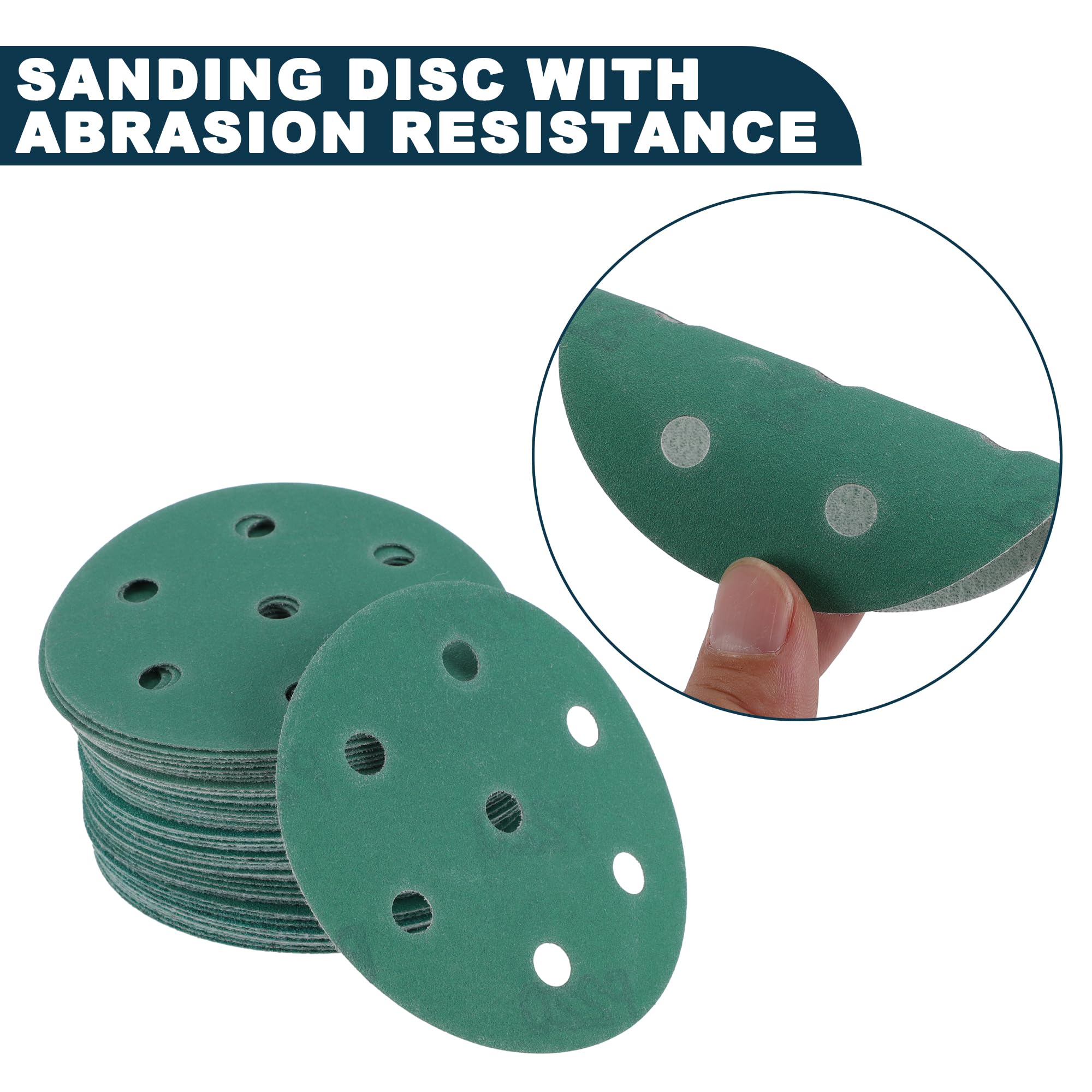 TUCKBOLD Car Sanding Discs 3.5inch 7 Hole 80/120/150/180/220 Grit Abrasion Resistance, Green, Assorted Grits - Image 3