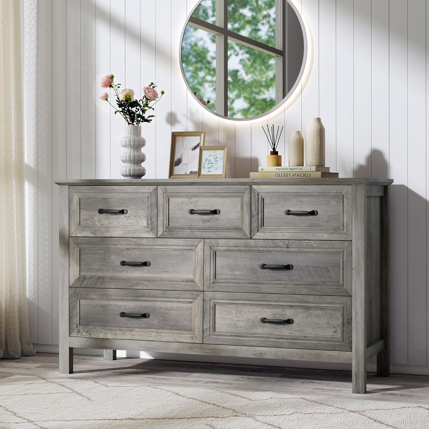 Amazon.com: Nasonet Farmhouse 7-Drawer Dresser for Bedroom, 52" Wide ...