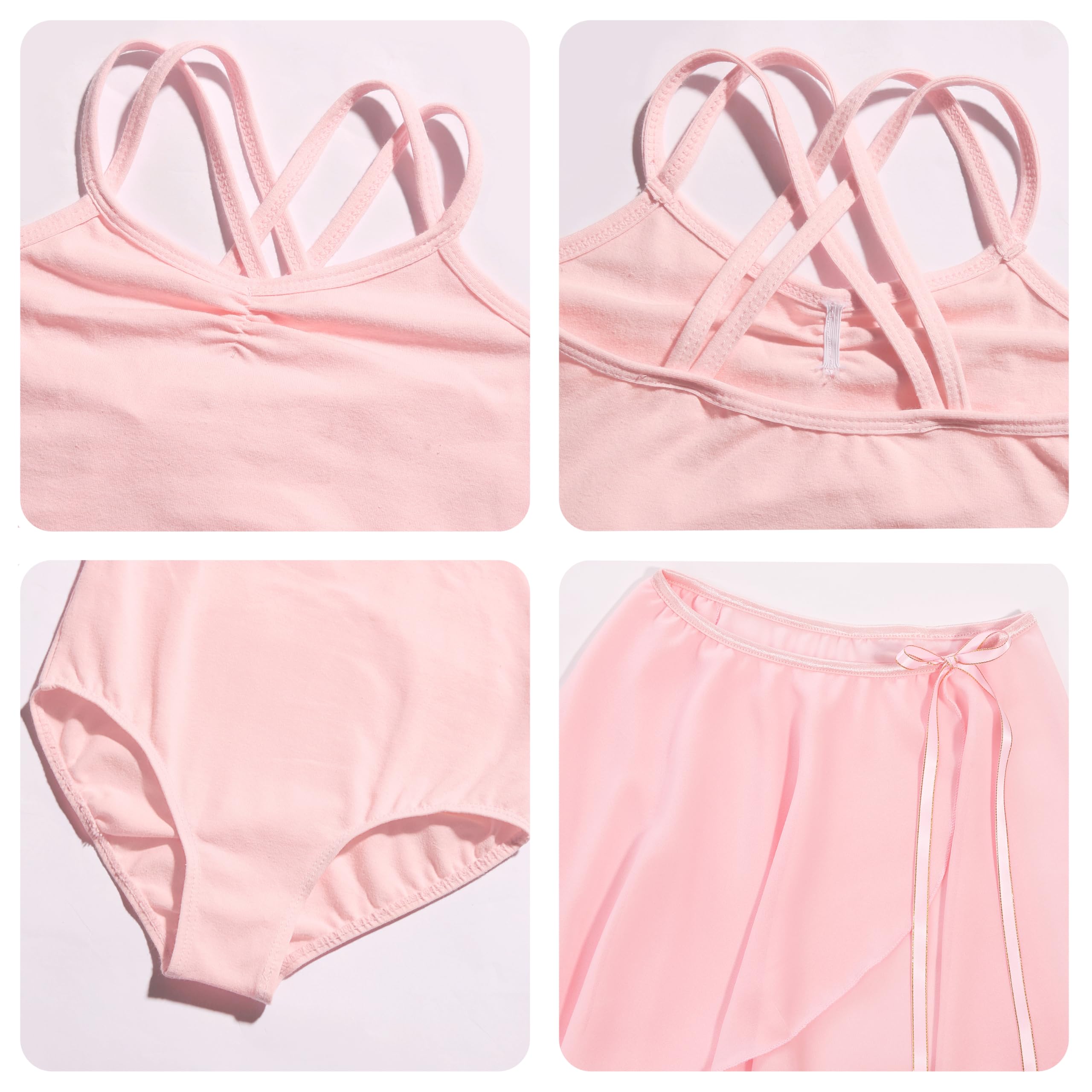 Vestito Body da Balletto Danza per Ragazze Bambina Gonna Balletto Body Ginnastica Cotone Spalline Sottili