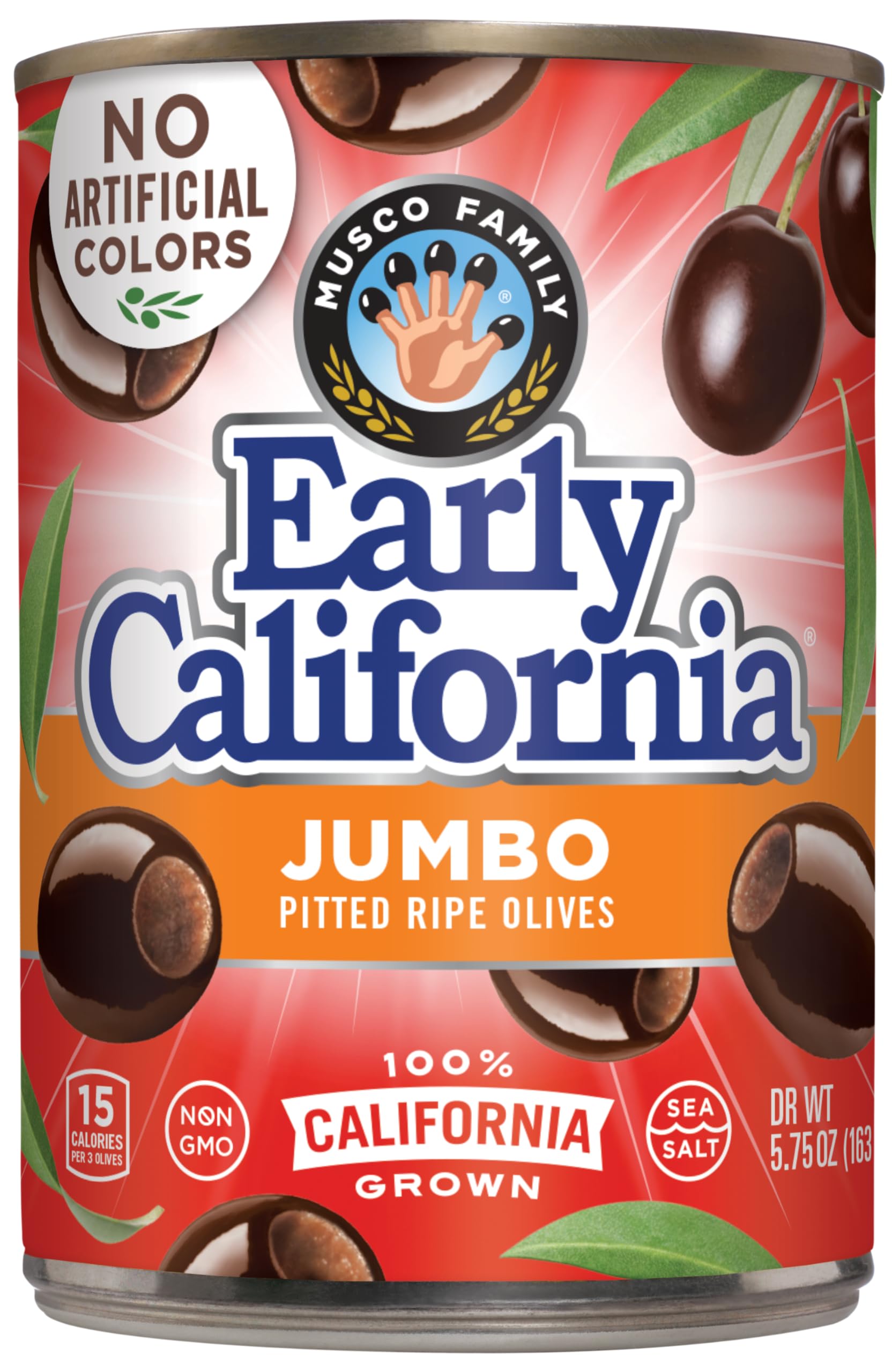 Early California 5.75 oz. Ripe Pitted Jumbo Olives, 12-Cans