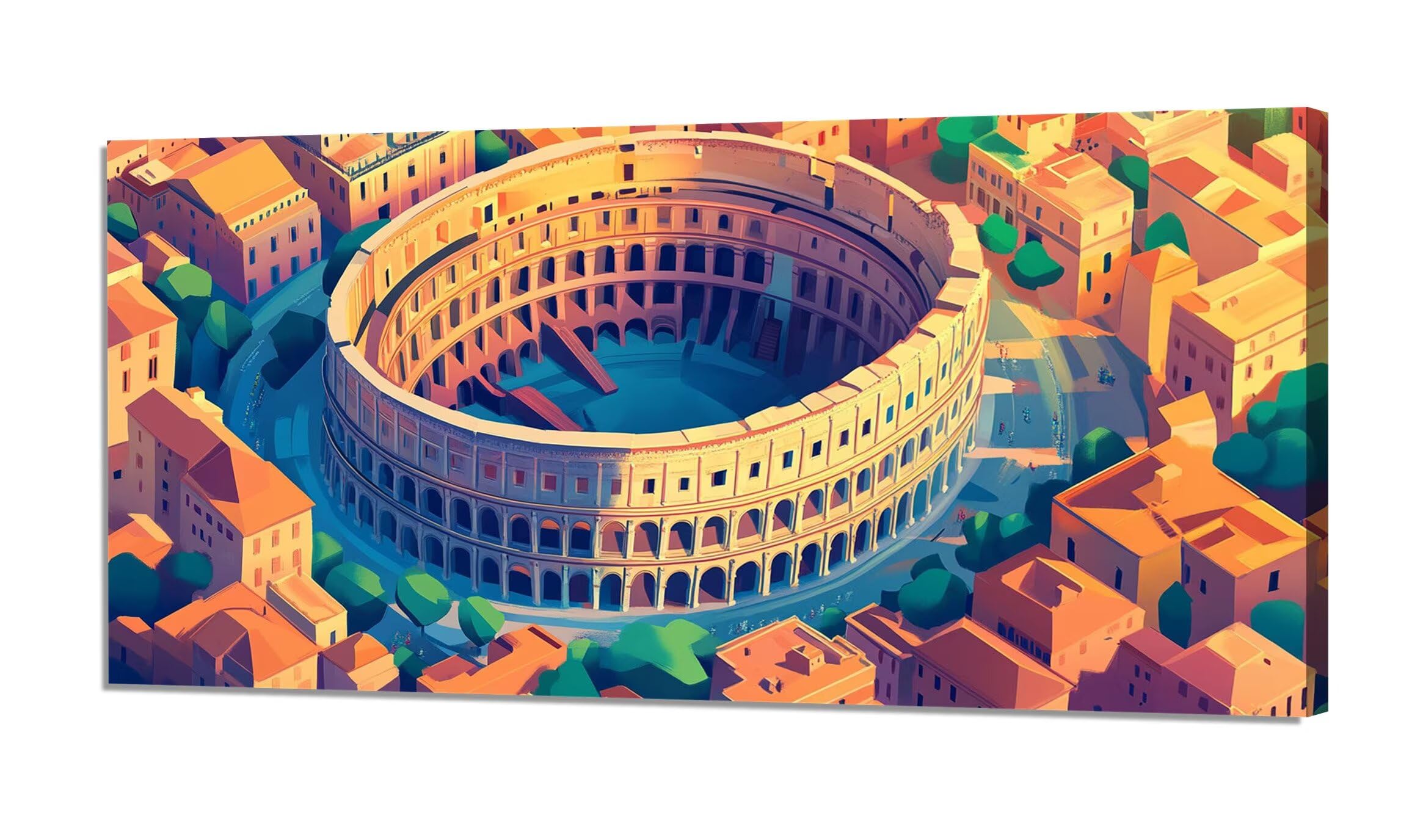 Peinture Numero Adulte, Peinture par Numéro Adulte Rome Peinture Numero Enfant, Peinture Numero Ville Numero d'art Débutants avec Peintures et Pinceaux, Décoration Murale 70x140cm Sans Cadre XH-1067