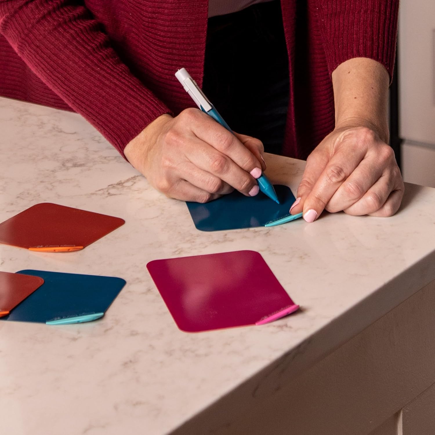 Boogie Board VersaNotes Expansion Pack, Ruby Pink - Reusable Dry-Erase Sticky Note Alternative 3-Pack for Home and Office, 4x4 Writing Surface with Instant Erase (VersaPen Stylus Not Included)