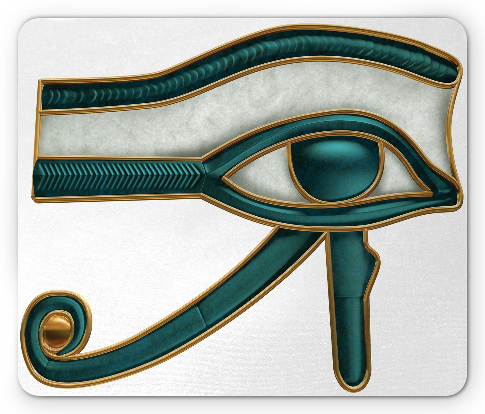 LunarableEgyptian Print Mouse Pad, Eye Pattern Egyptian of Protection Image, Rectangle Non-Slip Rubber Mousepad, Standard Size, Yellow Grey