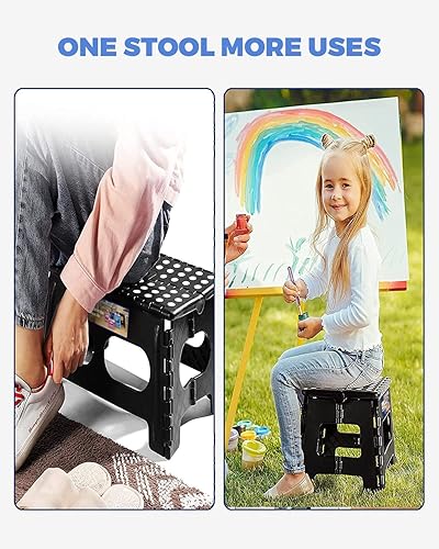 Miniatura 3 de Acko Taburete plegable de 11 pulgadas taburete ligero de plástico  Paquete de 2  Taburete plegable para adultos taburetes plegables antideslizantes