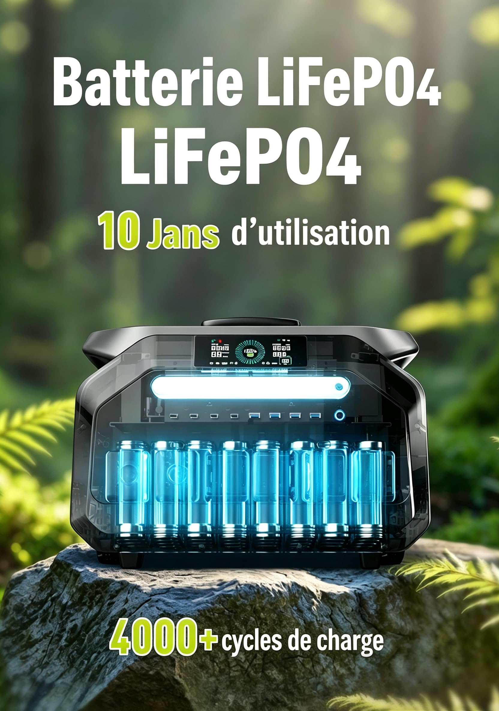 IEETek P2400 Station d’alimentation portable, batterie LiFePO4 de 2048 Wh, sortie CA2400 W (pic 4800 W), générateur solaire lithium à charge rapide en 1 heure, onduleur <10 ms, usage domestique