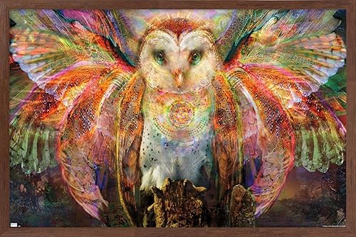 Trends International Jumbie - Póster de pared de búho, 22.37 x 34.00 pulgadas, versión enmarcada de caoba