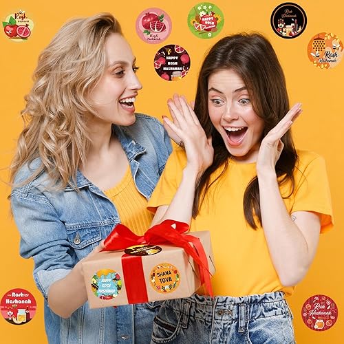 Miniatura 4 de 17 hojas de calcomanías de Rosh Hashanah, coloridas decorativas, Shana Tova, calcomanías circulares redondas para Año Nuevo judío, suministros de