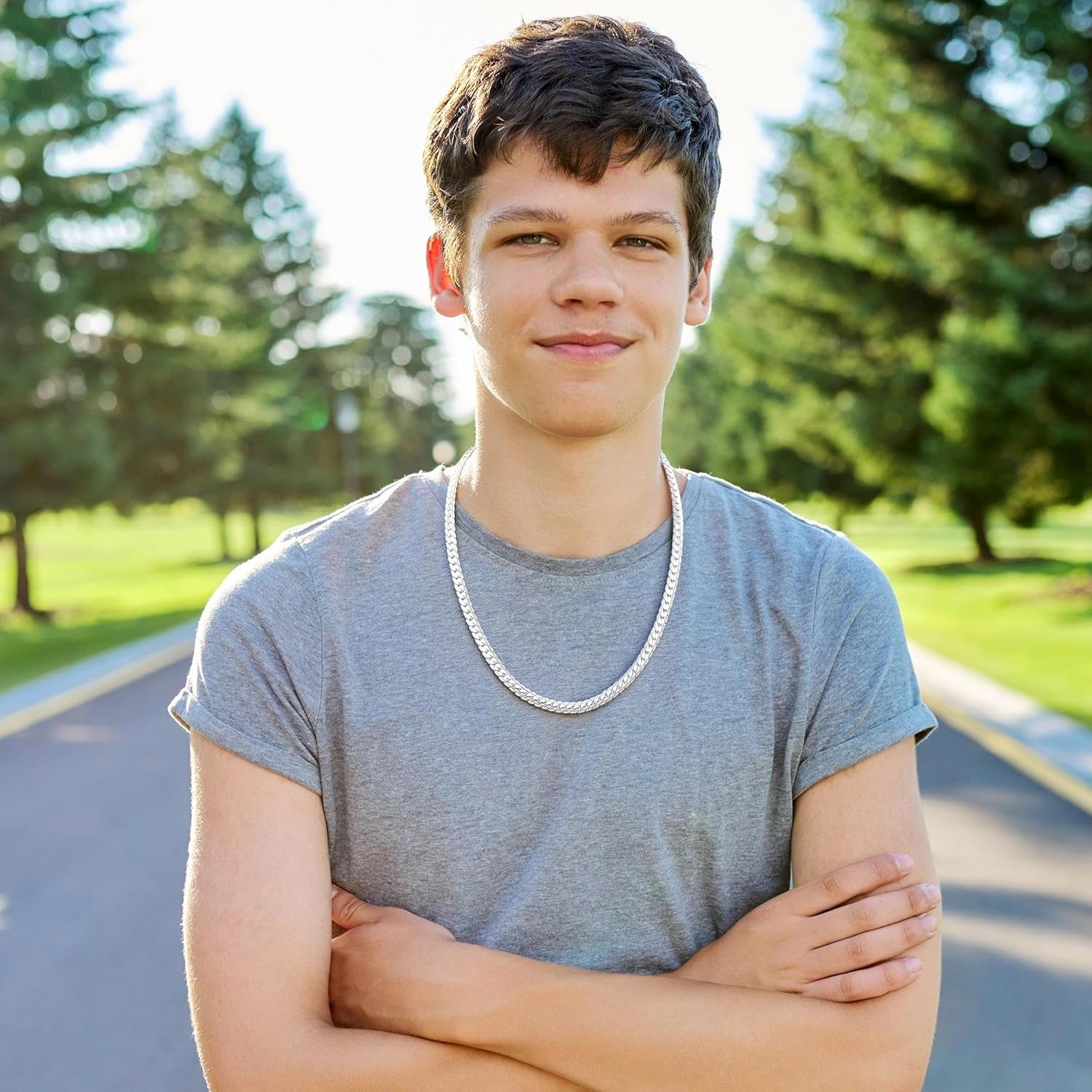 S925 Sterling Silver Chain Necklace for Men, 5mm/6mm Sterling Silver Cuban Link Curb Chain Necklace for Women Men Jewelry, 18 20 22 24 Inches - Image 4