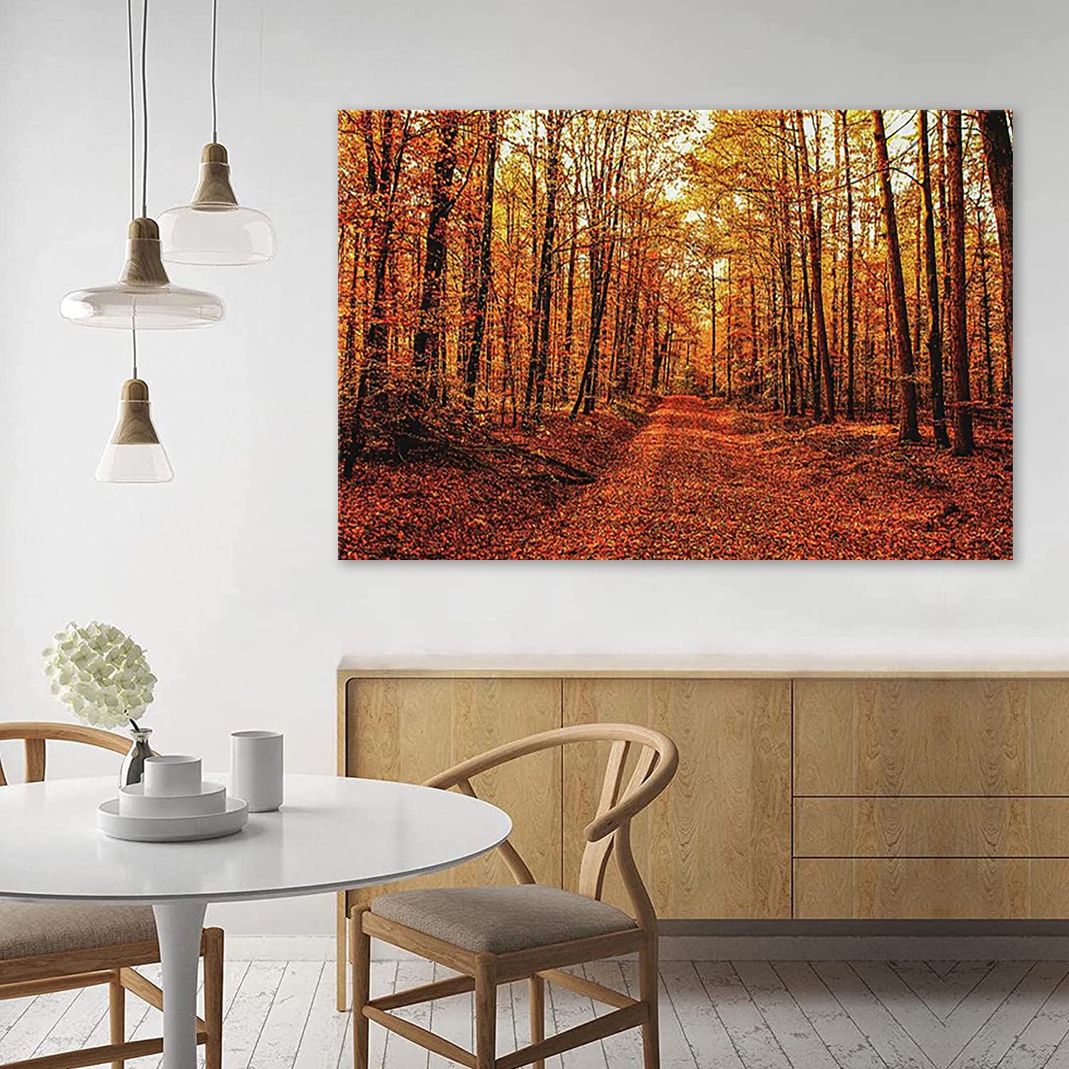 Amazon.co.jp: 絵画 秋の森の木ですインテリア 絵画 落ち葉アート