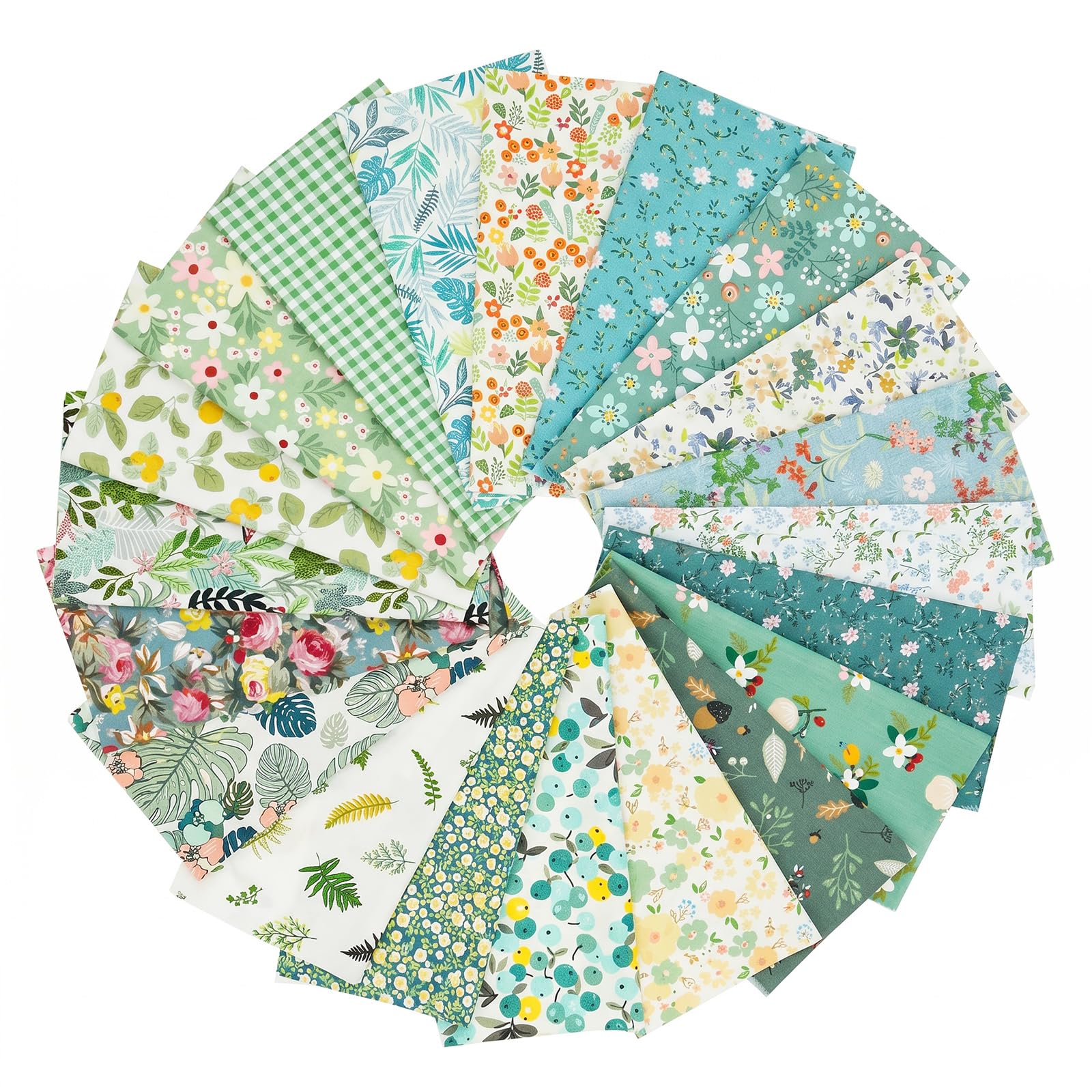 40 PCS Quilting Cotton Fabric Square, 25×25cm Quilting Bundles, Assorted Printed Patterns, Precut Fabric Sewing Patchwork Square for Sewing DIY Art Work Supplies(Green)