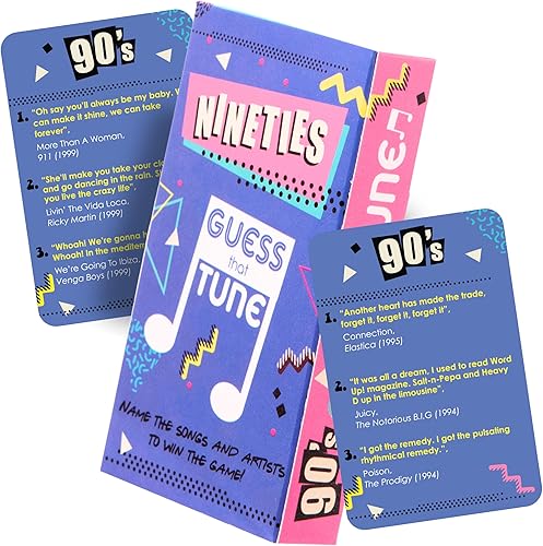 Boxer Gifts Juegos de cartas musicales para adultos y familias de los años noventa Guess That Sintonice Letras de canciones Game Night - Nombre de