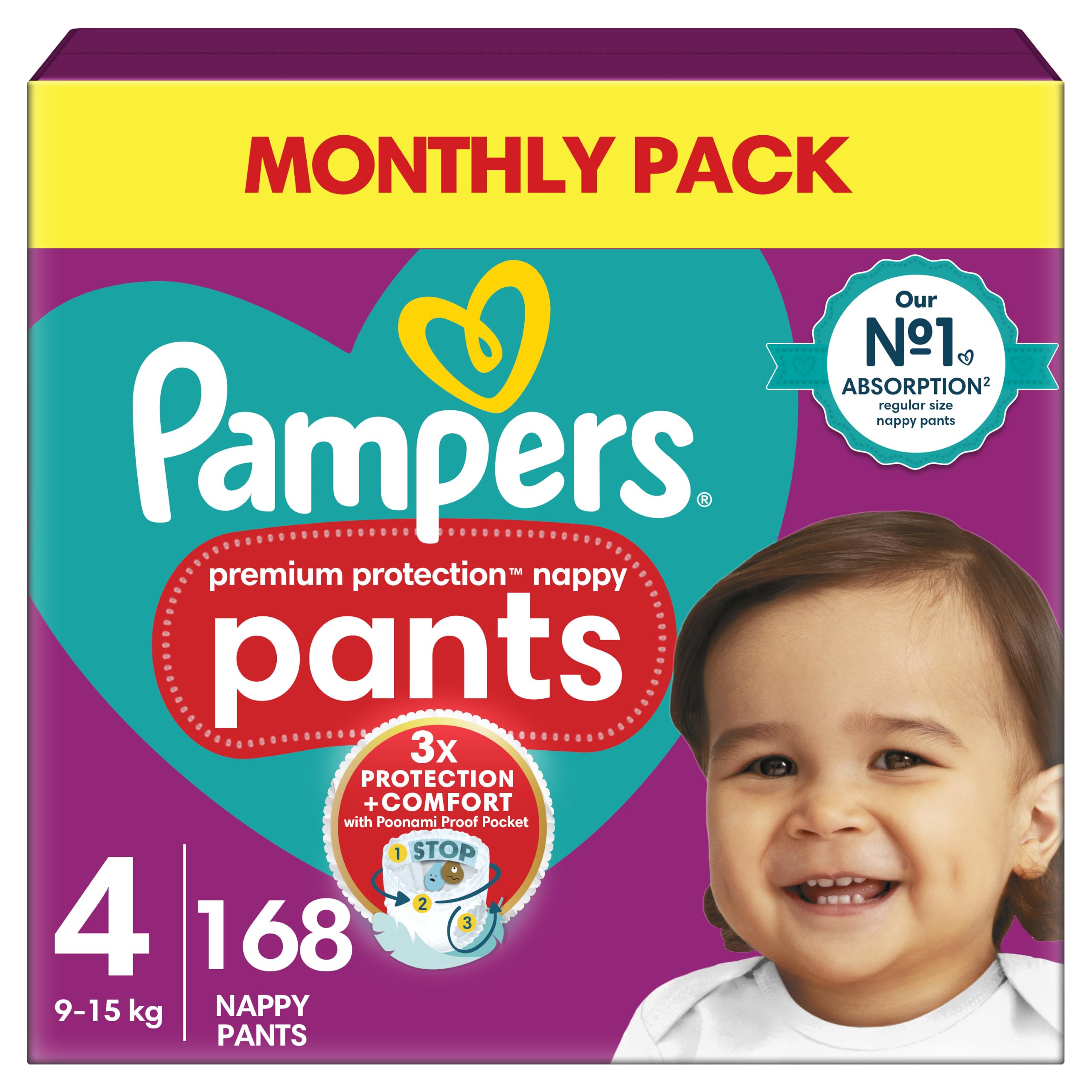 Pampers Premium Protection Nappy Pants Size 5, 144 Nappies, 11kg-17kg