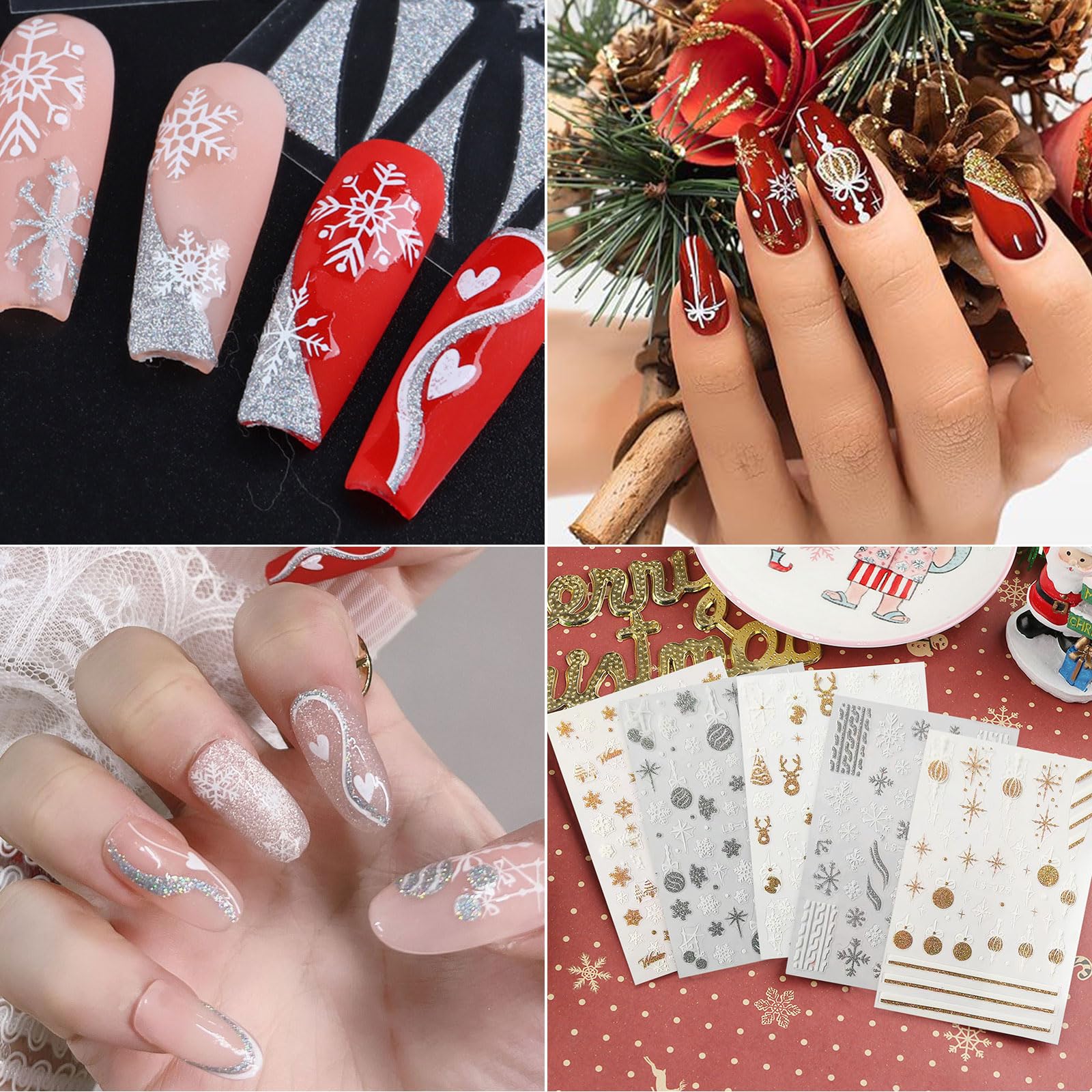 Amazon.co.jp: ネイルシール クリスマスネイルシール 10枚セット 3D