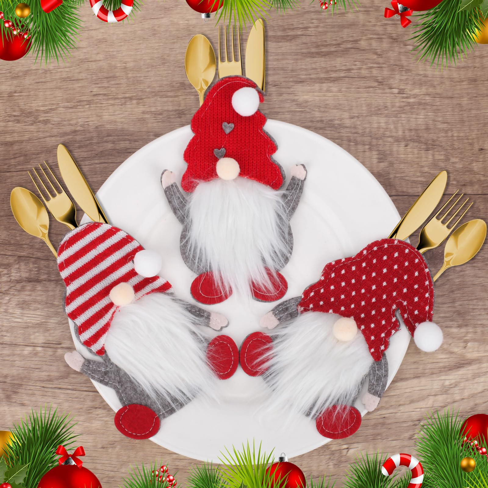 Porte Couvert Noel 6 Pièces Couverts Decoration Table