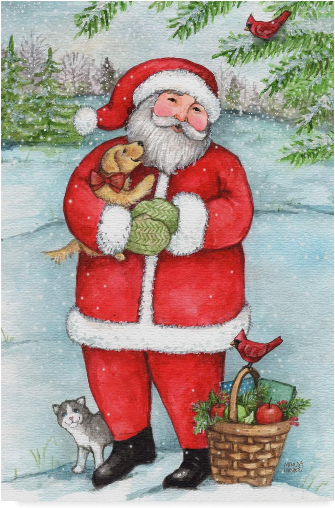 Trademark Fine Art Santa With Friends by Melinda Hipsher, 16x24-Inch