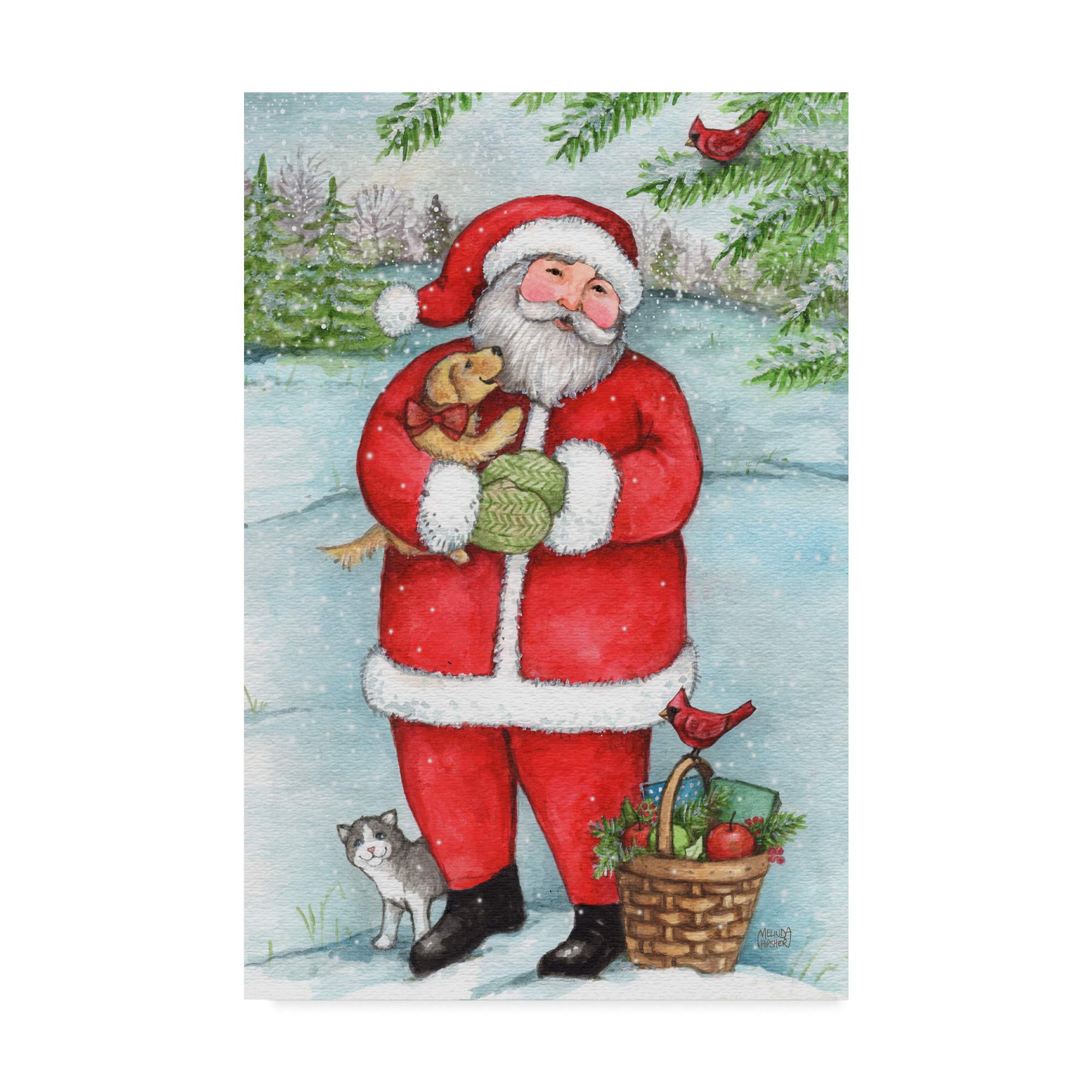 Trademark Fine Art Santa With Friends by Melinda Hipsher, 16x24-Inch