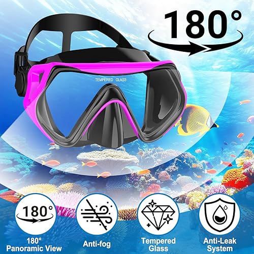 Miniatura 2 de Equipo de esnórquel para adultos, conjunto de esnórquel máscara de buceo con tubo seco superior, gafas de natación para adultos con cubierta nasal,