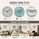 Wall Clock, Rustic Wall Clocks Battery Operated Silent Non Ticking, Country Round Wooden Clocks Farmhous Wall Decorative for Kitchen, Bathroom, Living Room (Gray 8 Inch)