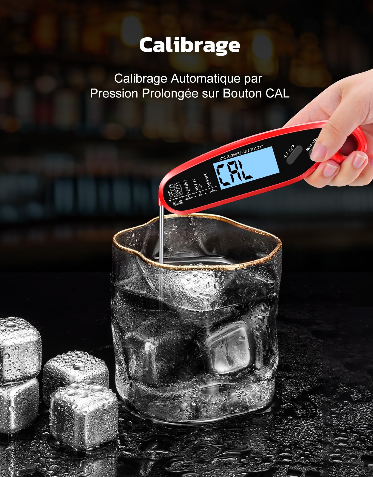 Thermomètre Cuisine Double Sondes Pliables 3s Lecture Instantané Digital Rétroéclairage LCD Calibration Cuisson Ustensile Four BBQ Fumoir