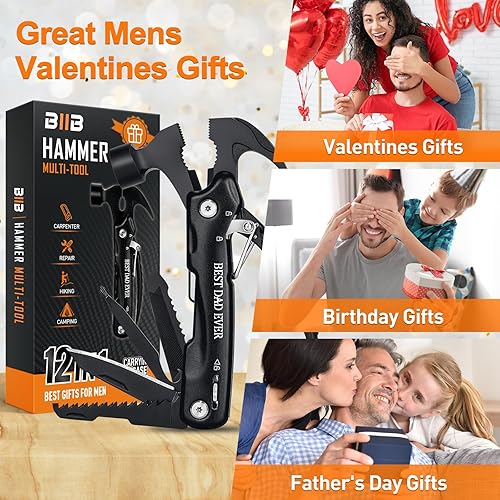 Miniatura 6 de BIIB Valentines Day Gifts for Him Dad, 12 in 1 Hammer Multitool Camping Essentials, Gifts for Men, Mens Valentines Day Gifts for Husband, Dad Mens