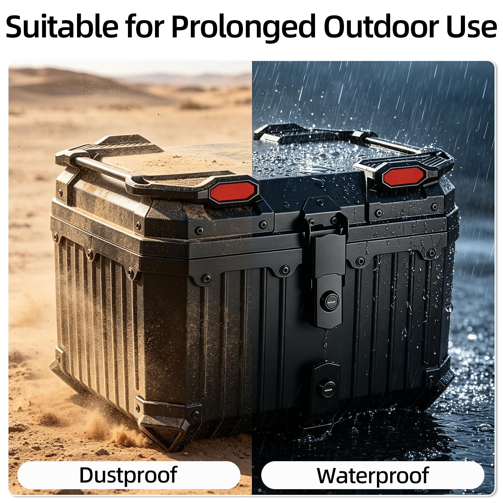 45L Motorrad Topcase, Universal Topcase für Motorrad mit Sicherheitsschloss, Carbonstahl-Bodenplatte und Lederinnenfutter, Wasserdichter & Staubdichter Heckkoffer zur Helmaufbewahrung