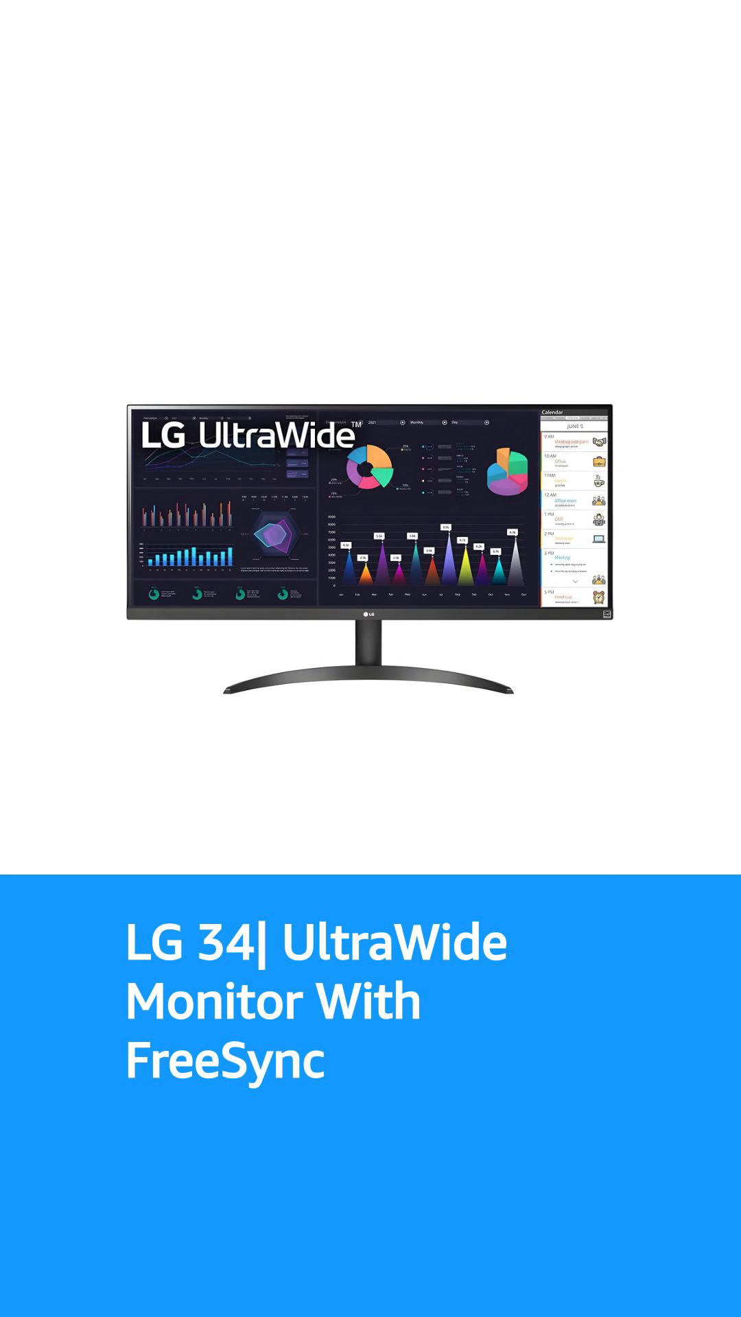 LG 34” UltraWide FHD VESA DisplayHDR 400 IPS Monitor with AMD